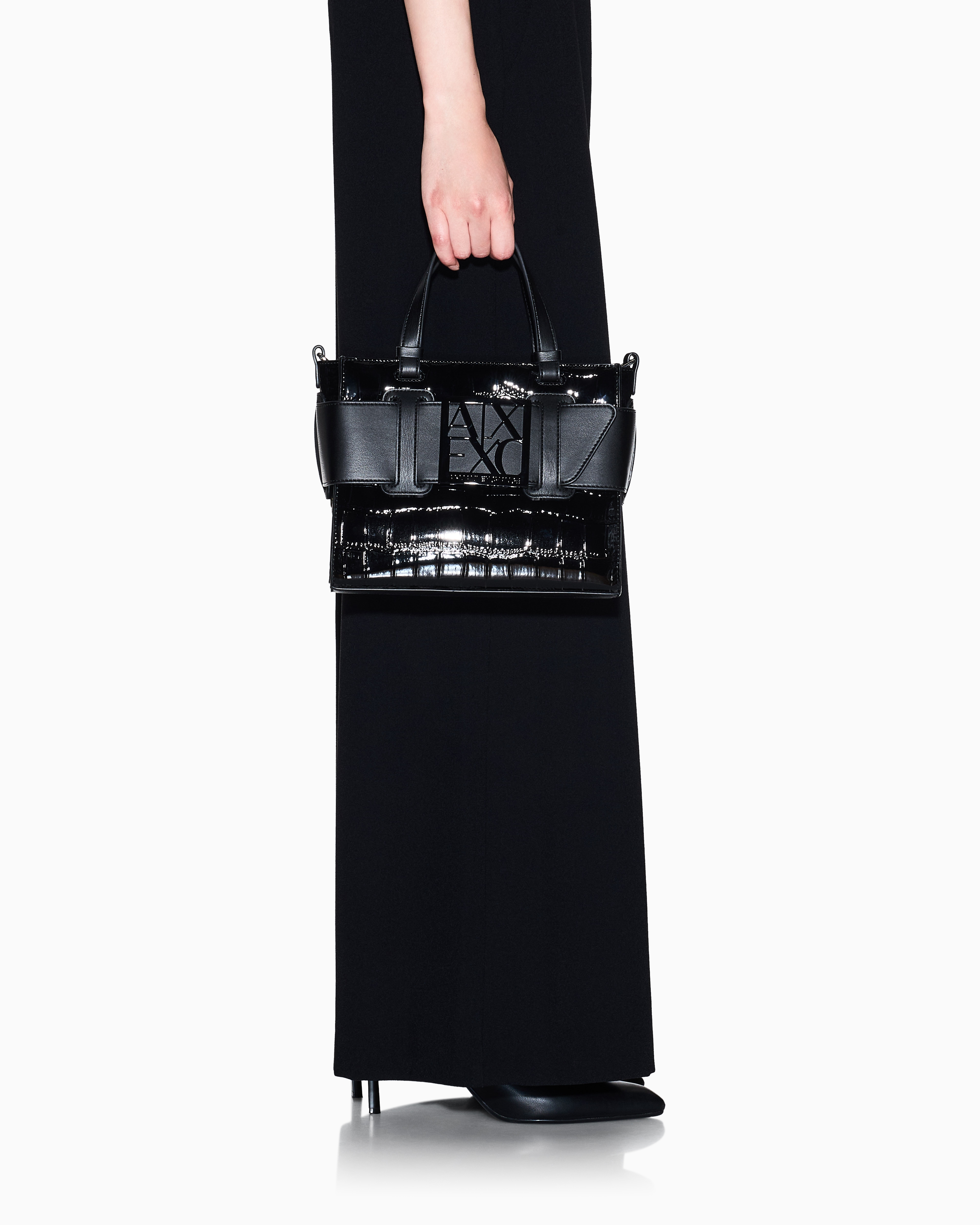 Armani Exchange - Coconut Tote Bag with Logo, Woman, Black, Size: TU