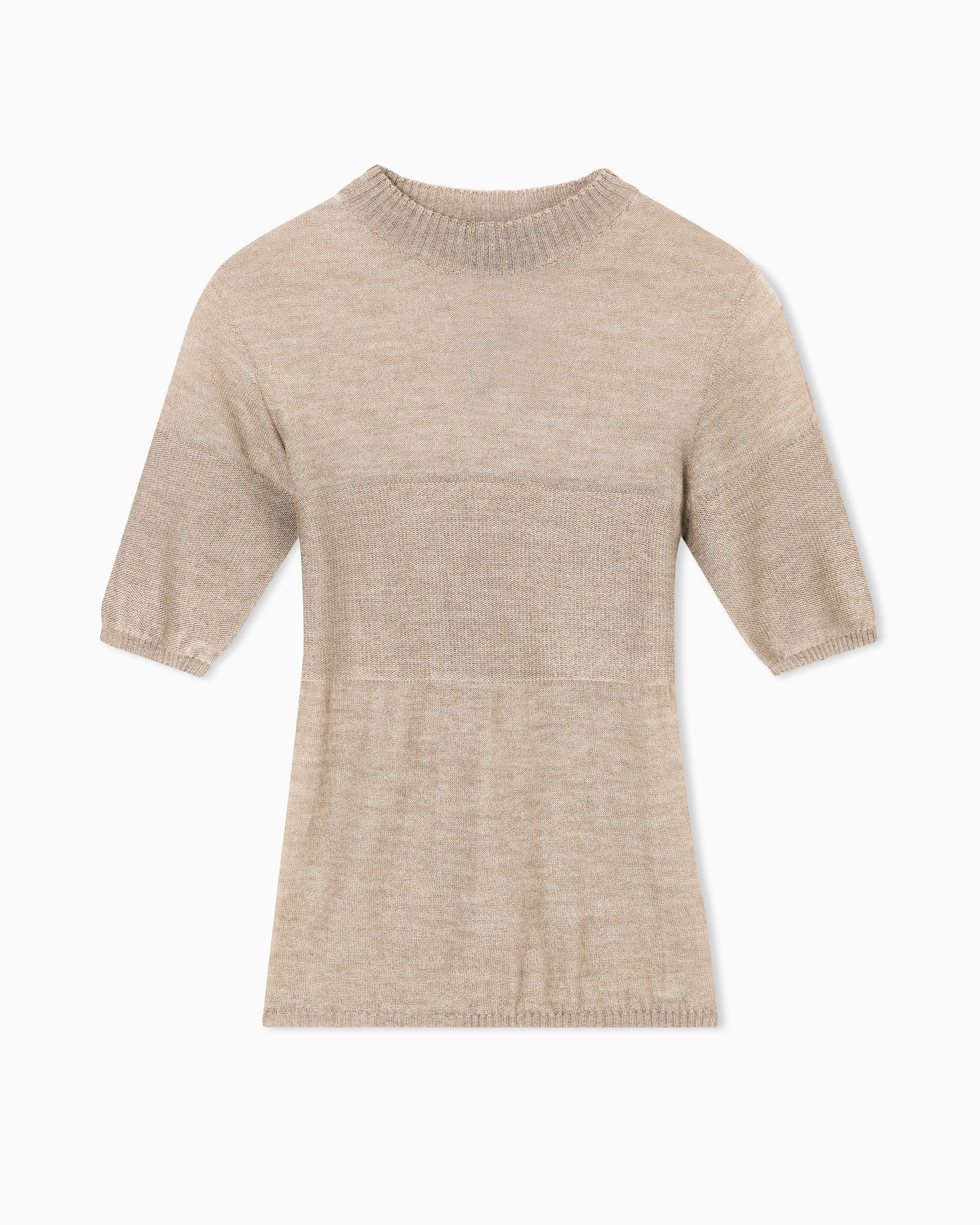 Giorgio Armani Short-sleeved Cashmere And Silk Jumper In Neutral