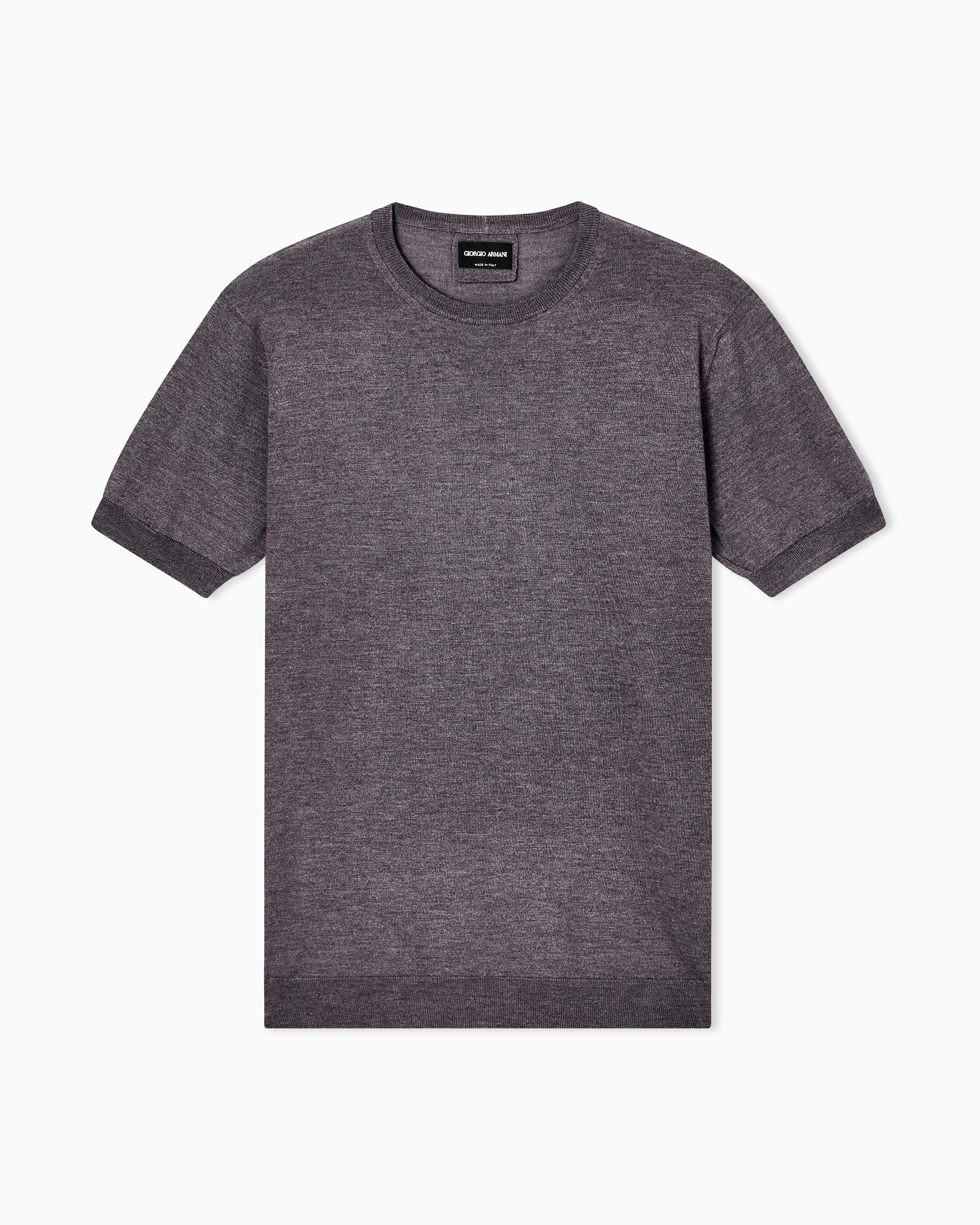 Giorgio Armani Short-sleeved, Crew-neck Jumper In Silk And Cotton In Black