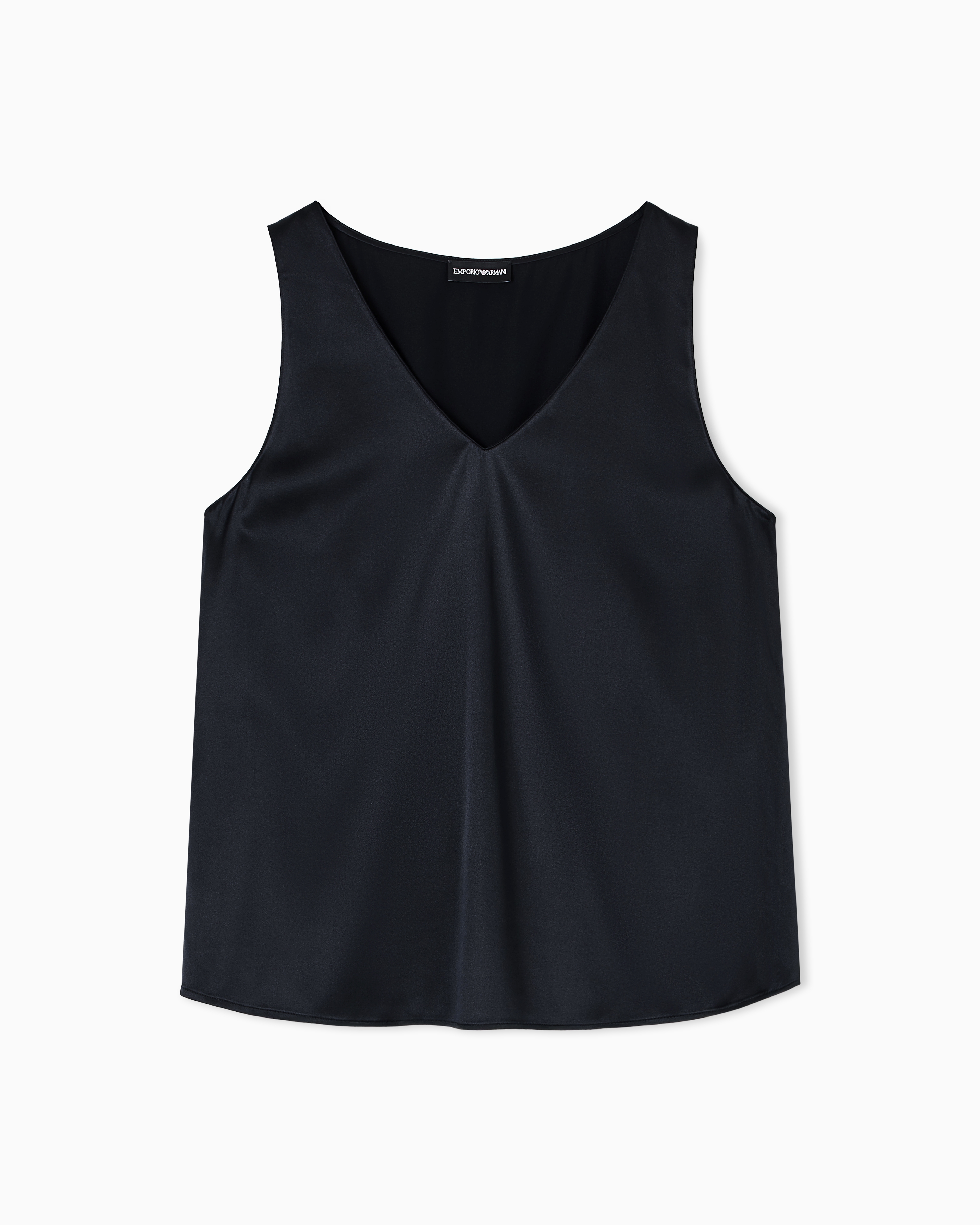 Emporio Armani - Silk satin V-neck top , Woman, Black, Size: