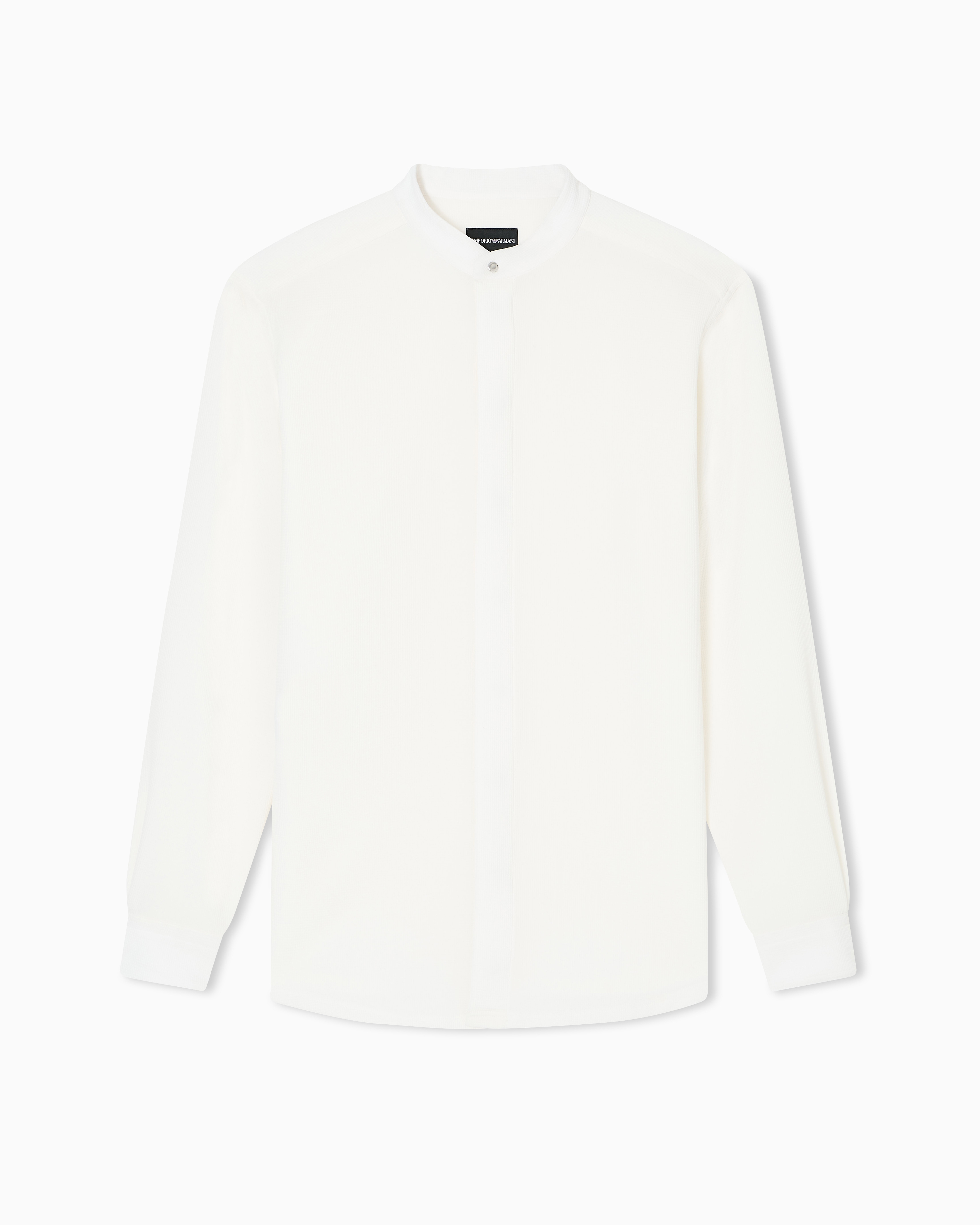 Emporio Armani - Icon guru-collar shirt 3D piqué-effect jersey crêpe, Man, White, Size: