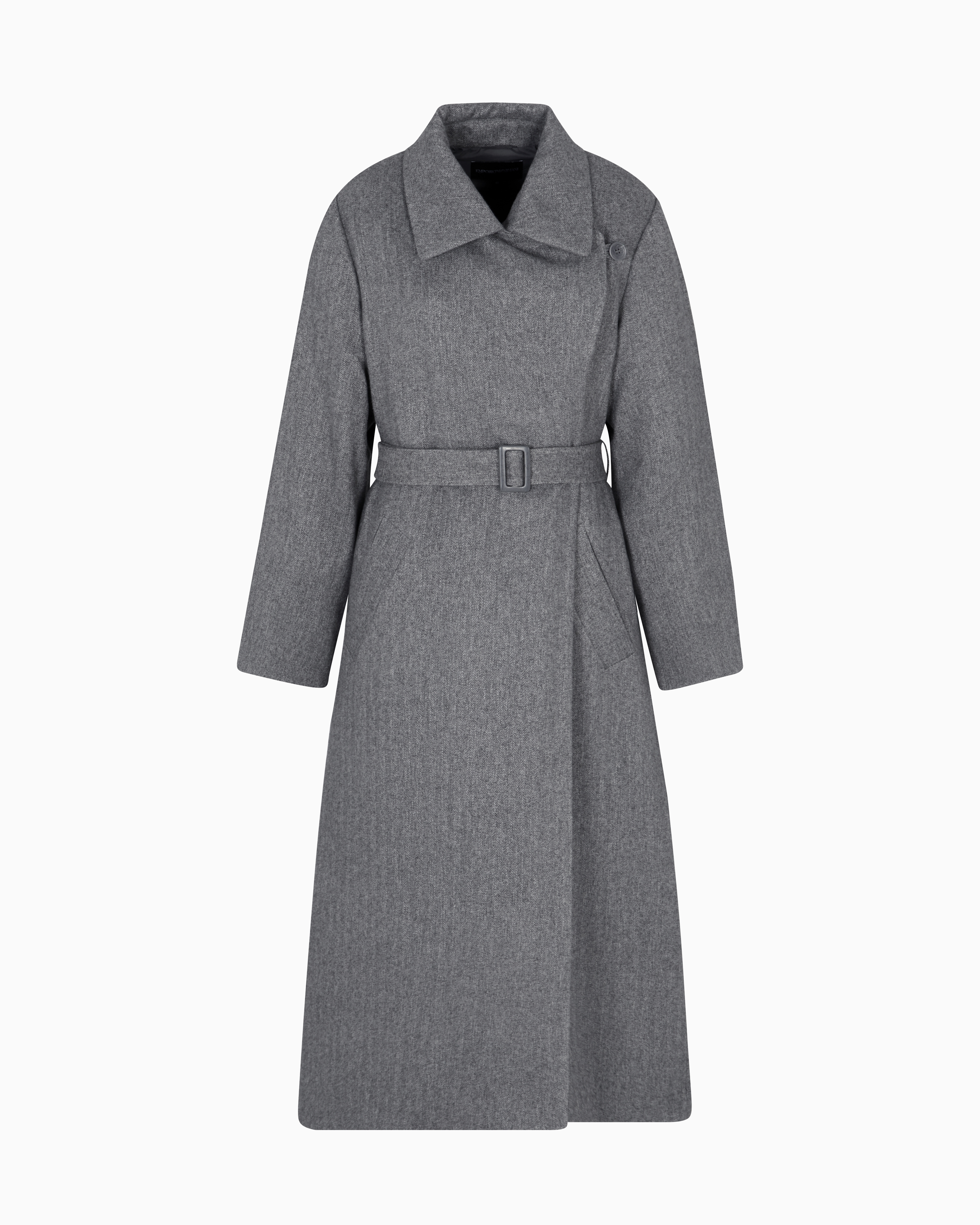 Emporio Armani - Coat water-repellent fabric with a chevron motif, Woman, Grey, Size: