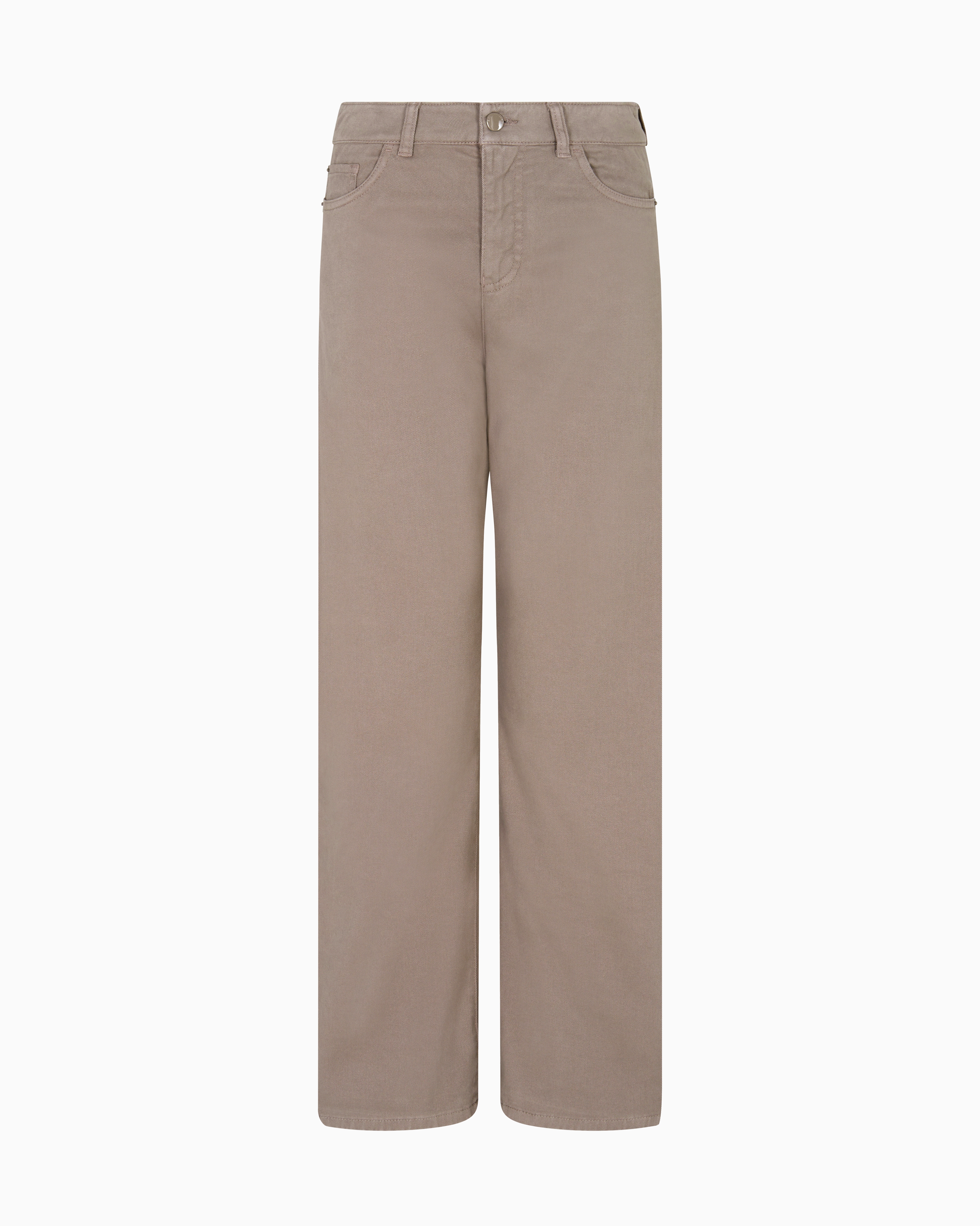 Emporio Armani - J33 Mid-rise, cropped wide-leg jeans garment-dyed stretch drill, Woman, Brown, Size:
