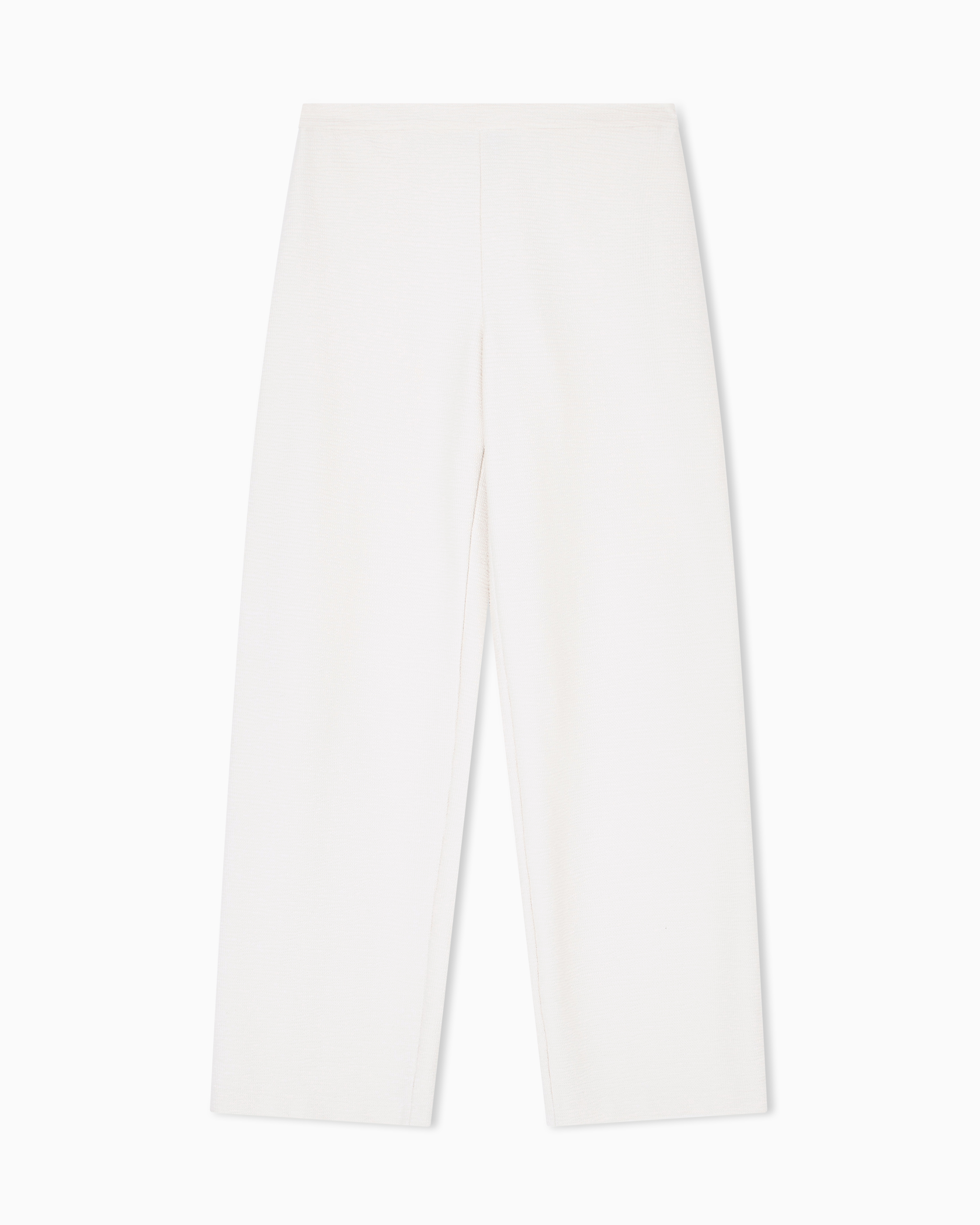 Emporio Armani - ASV embossed, textured jersey palazzo trousers, Woman, Beige, Size: