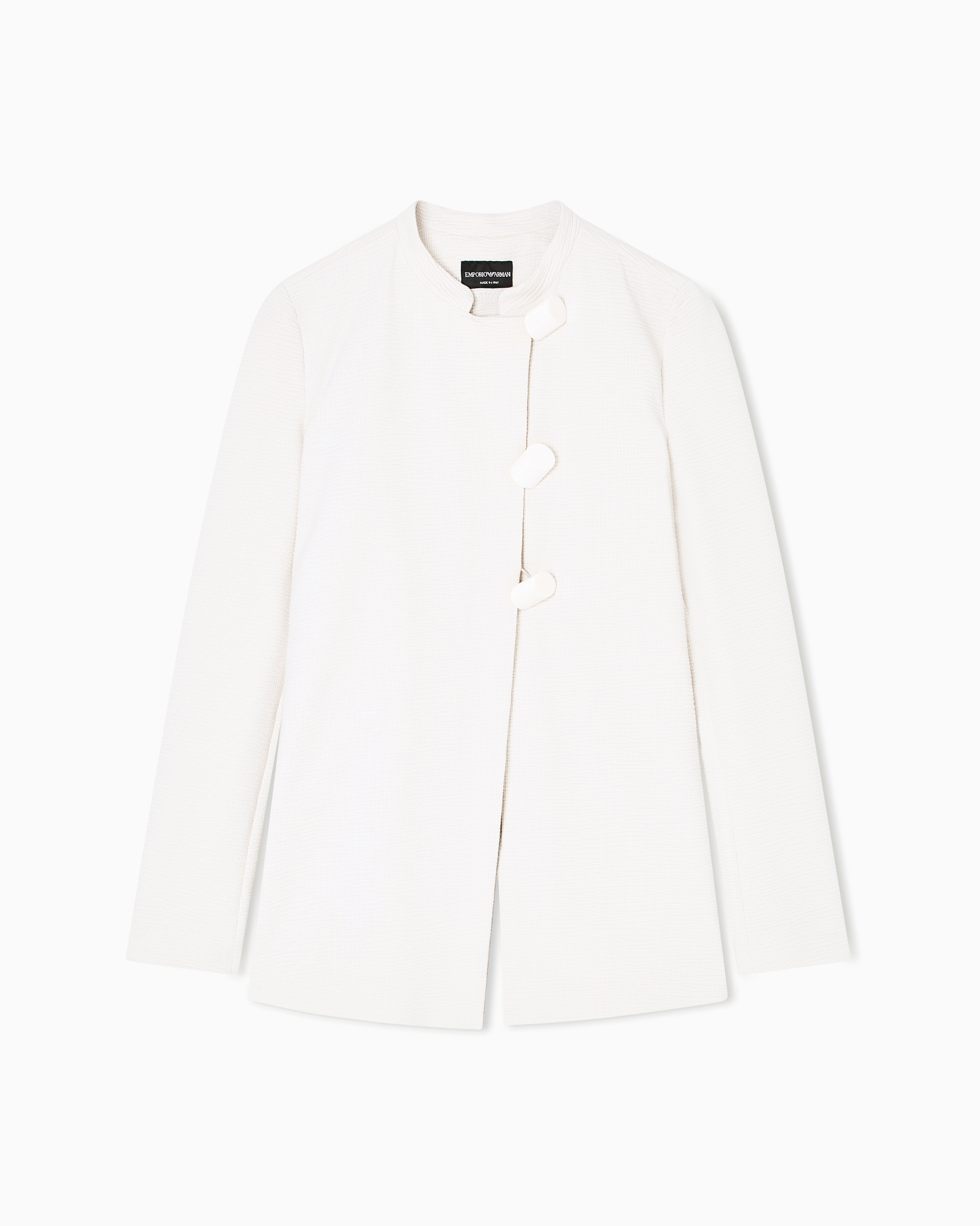 Emporio Armani - Embossed, textured jersey jacket, Woman, Beige, Size: