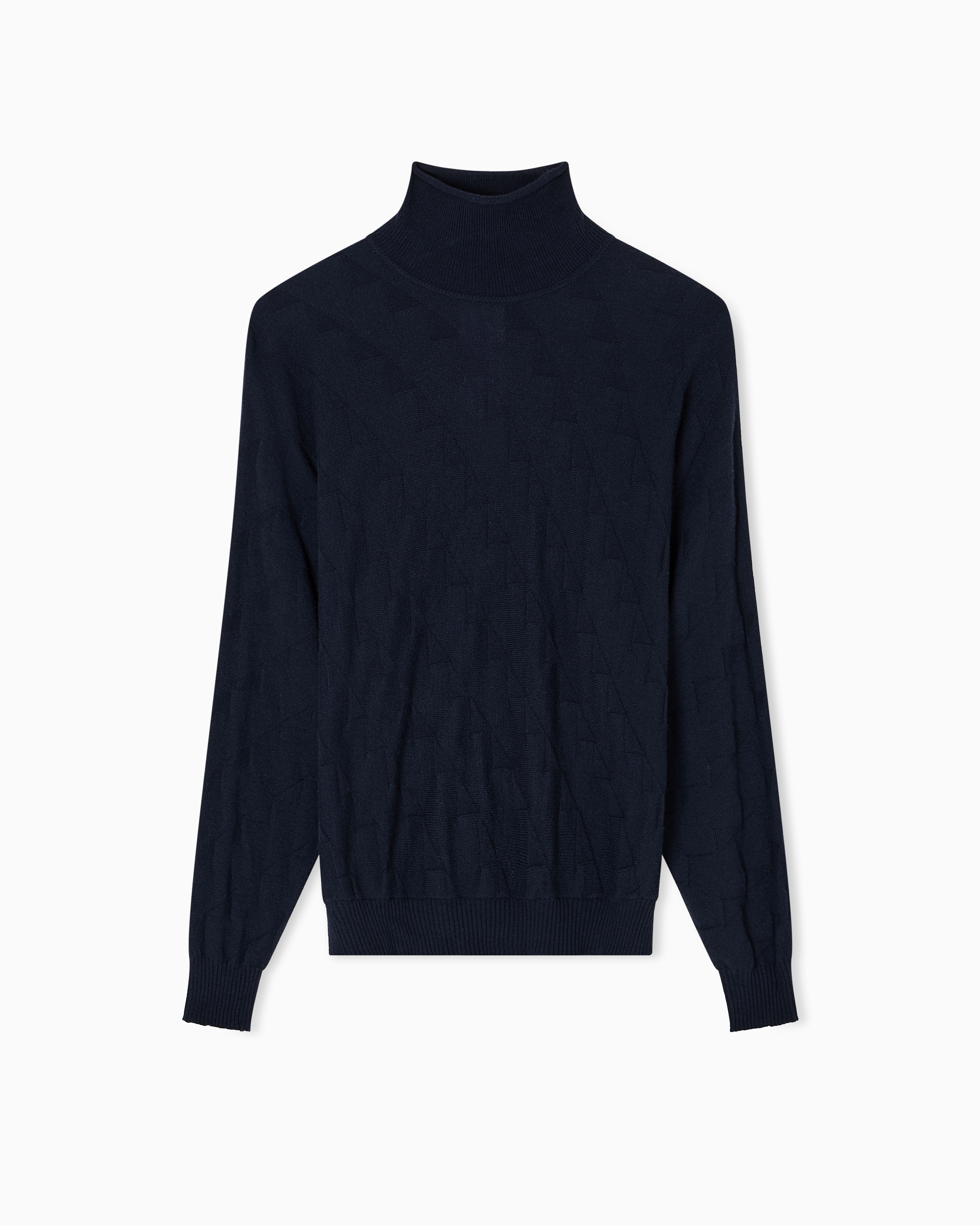 Emporio Armani - Icon diamond-motif mock-neck jumper, Woman, Navy Blue, Size: