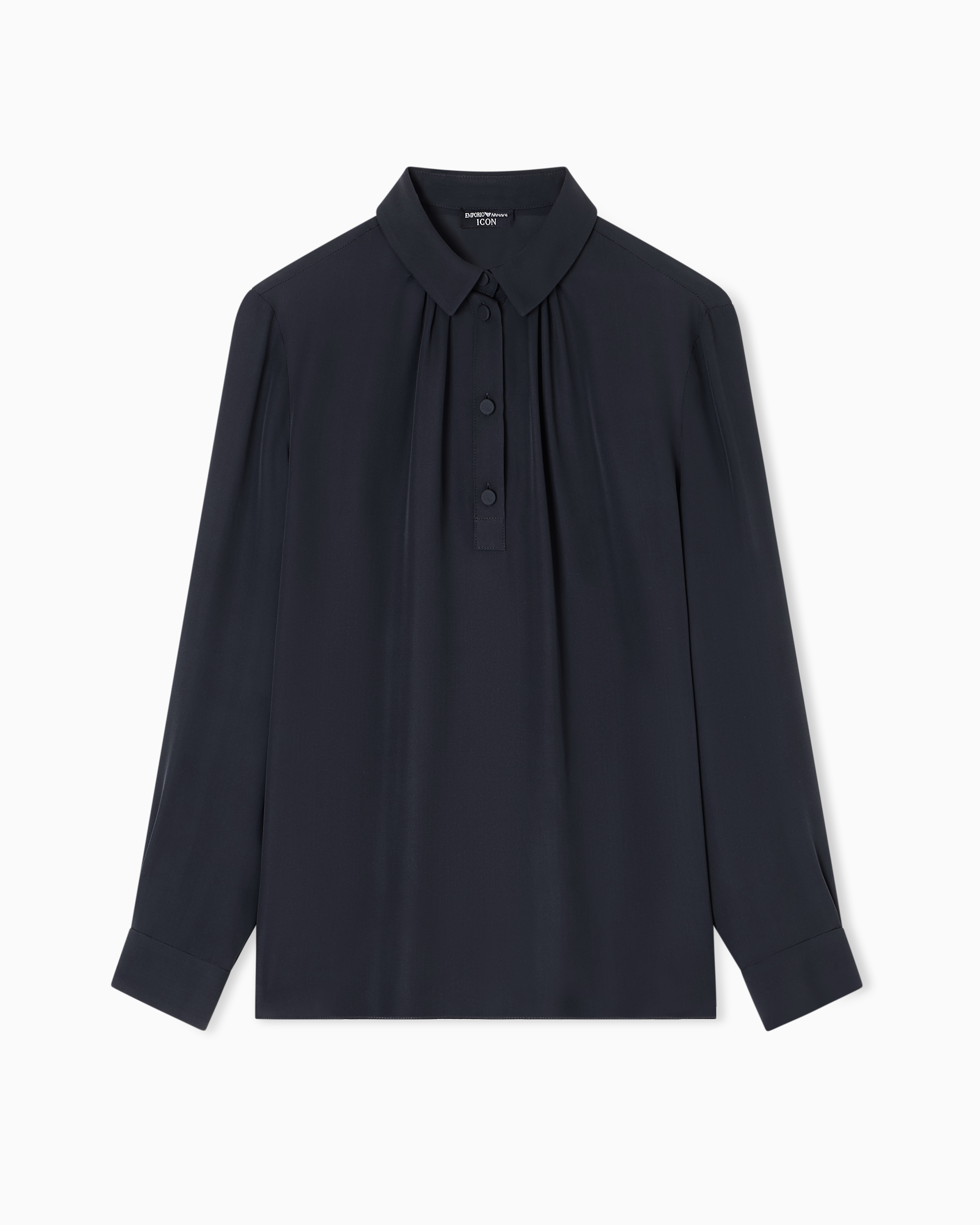 Emporio Armani - Icon blouse silk double georgette, Woman, Light Blue, Size: