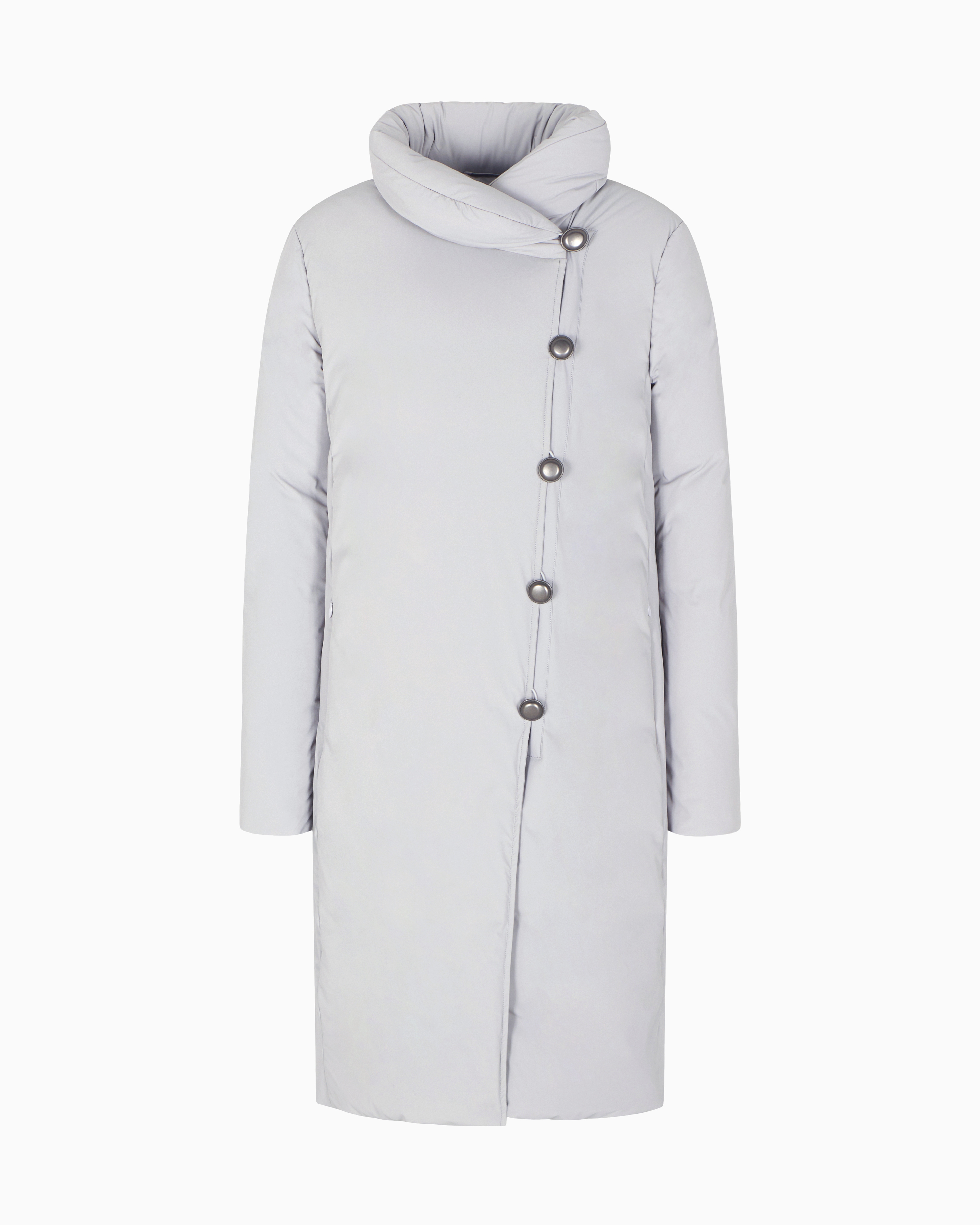 Emporio Armani - ASV stretch-nylon water-repellent long down jacket, Woman, Grey, Size: 40