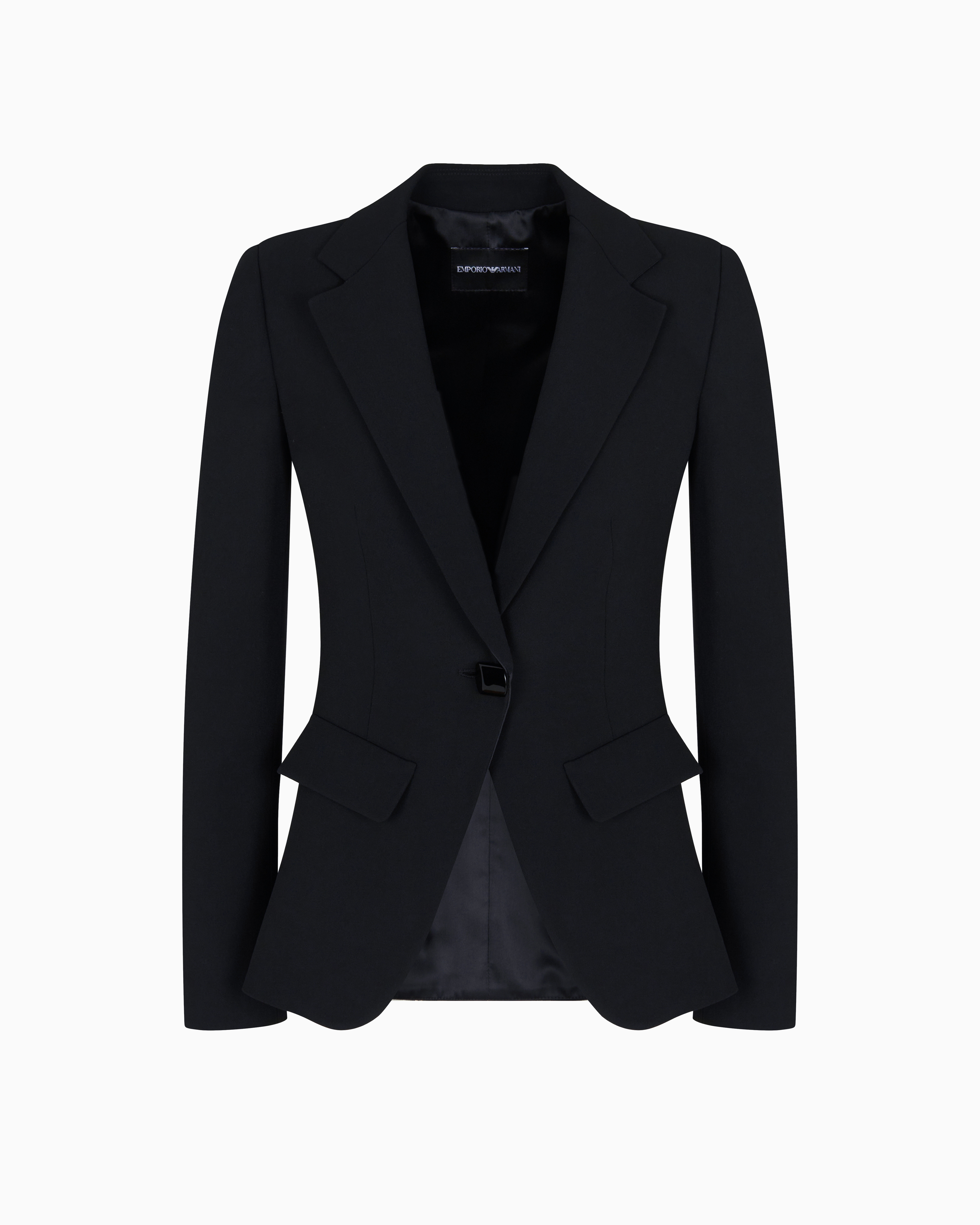 Emporio Armani - Single-breasted cady crêpe blazer, Woman, Black, Size: