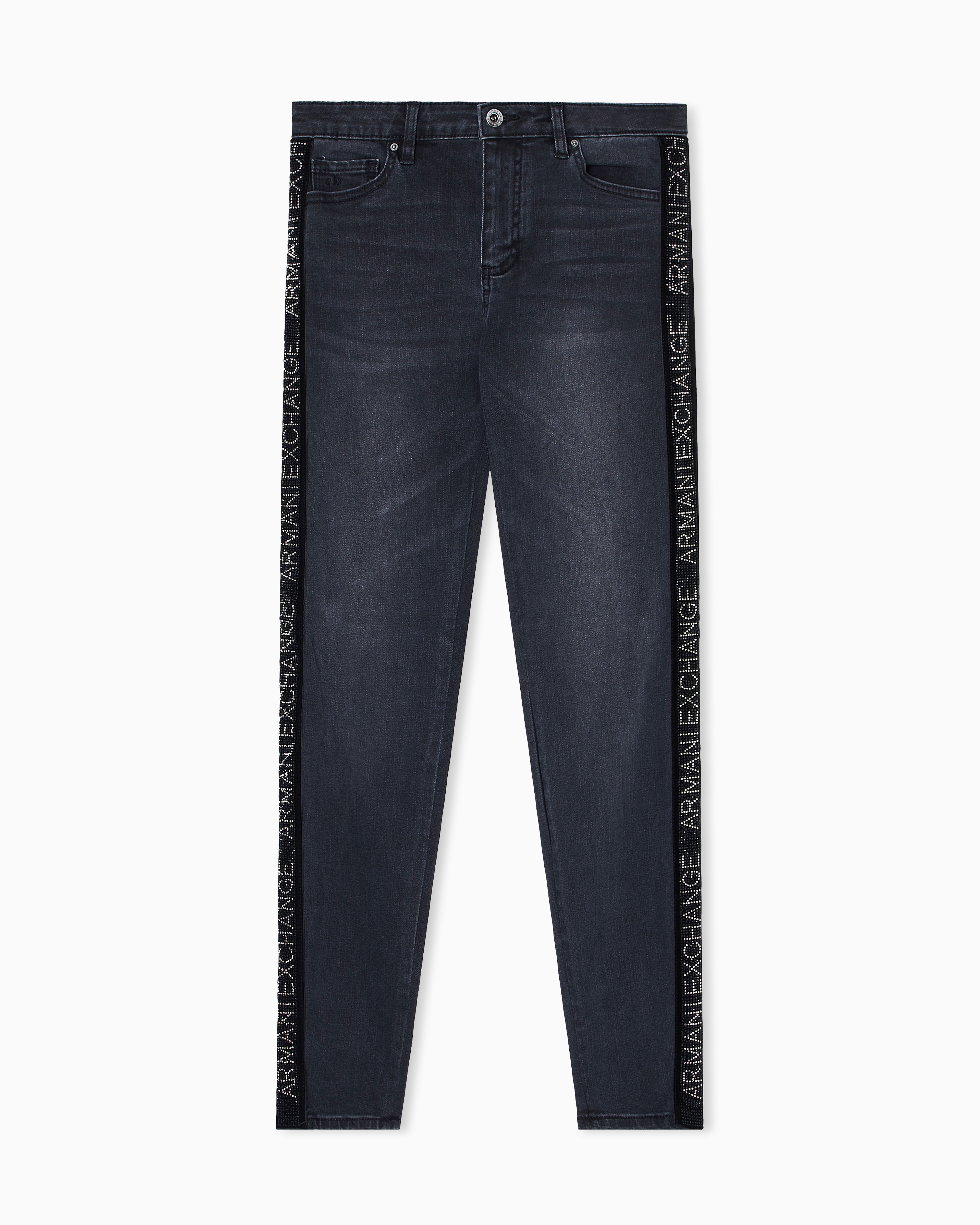 サイドロゴテープ ブラックデニムパンツ | Armani Exchange