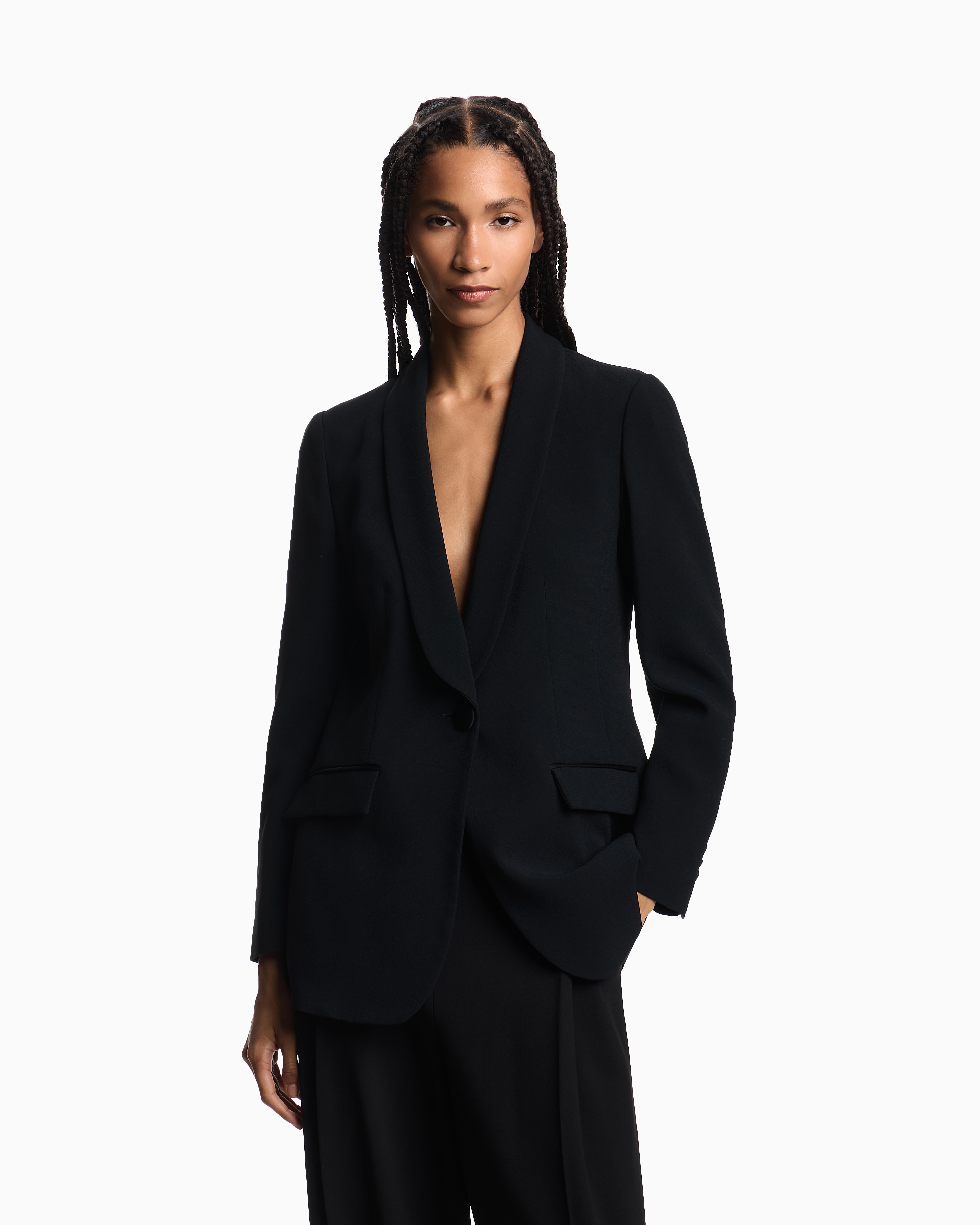 Single-breasted blazer in envers satin | Emporio Armani