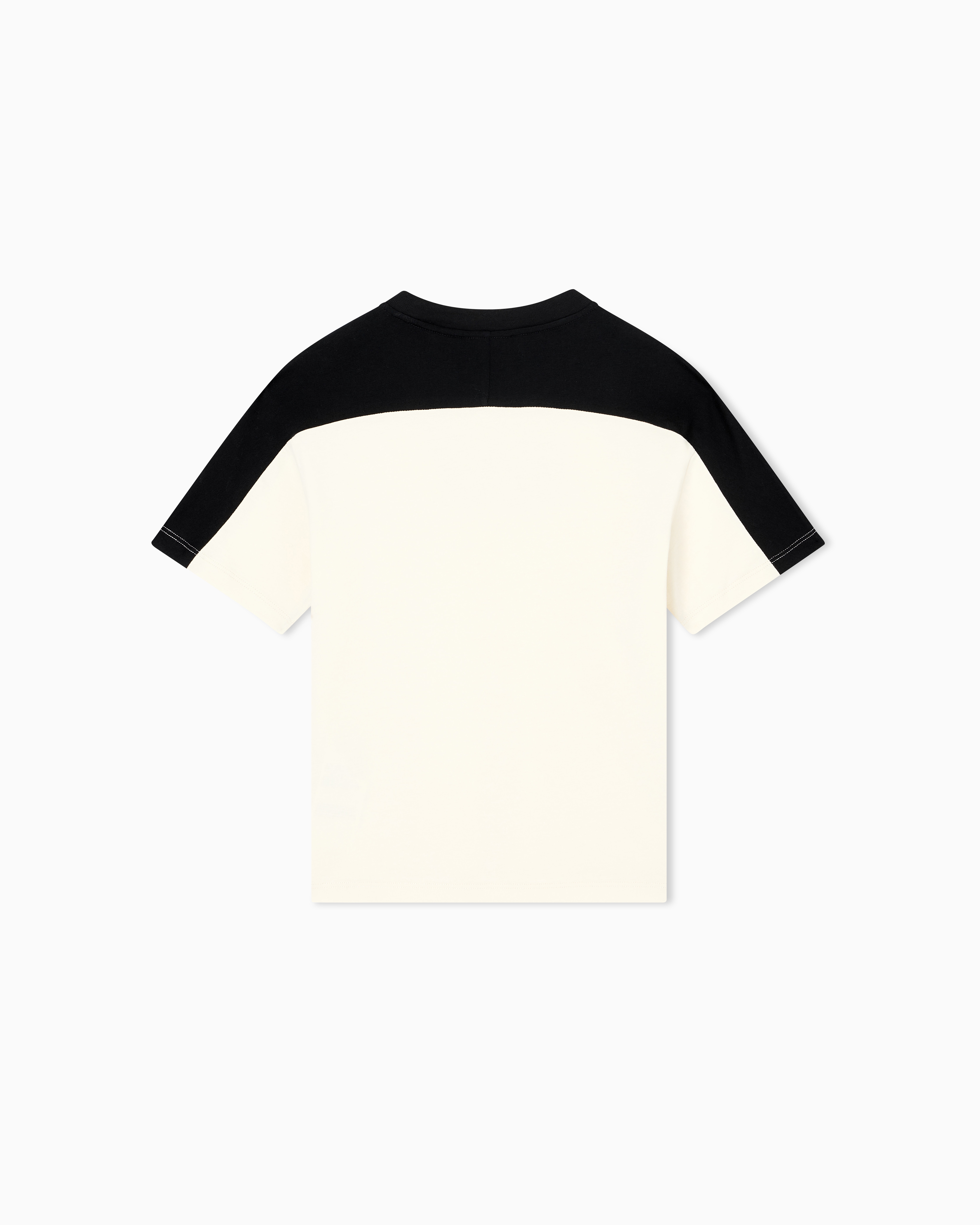 Ea7 Asv Athletic Colour Block Boy Organic Cotton Crew-neck T-shirt In Neutral