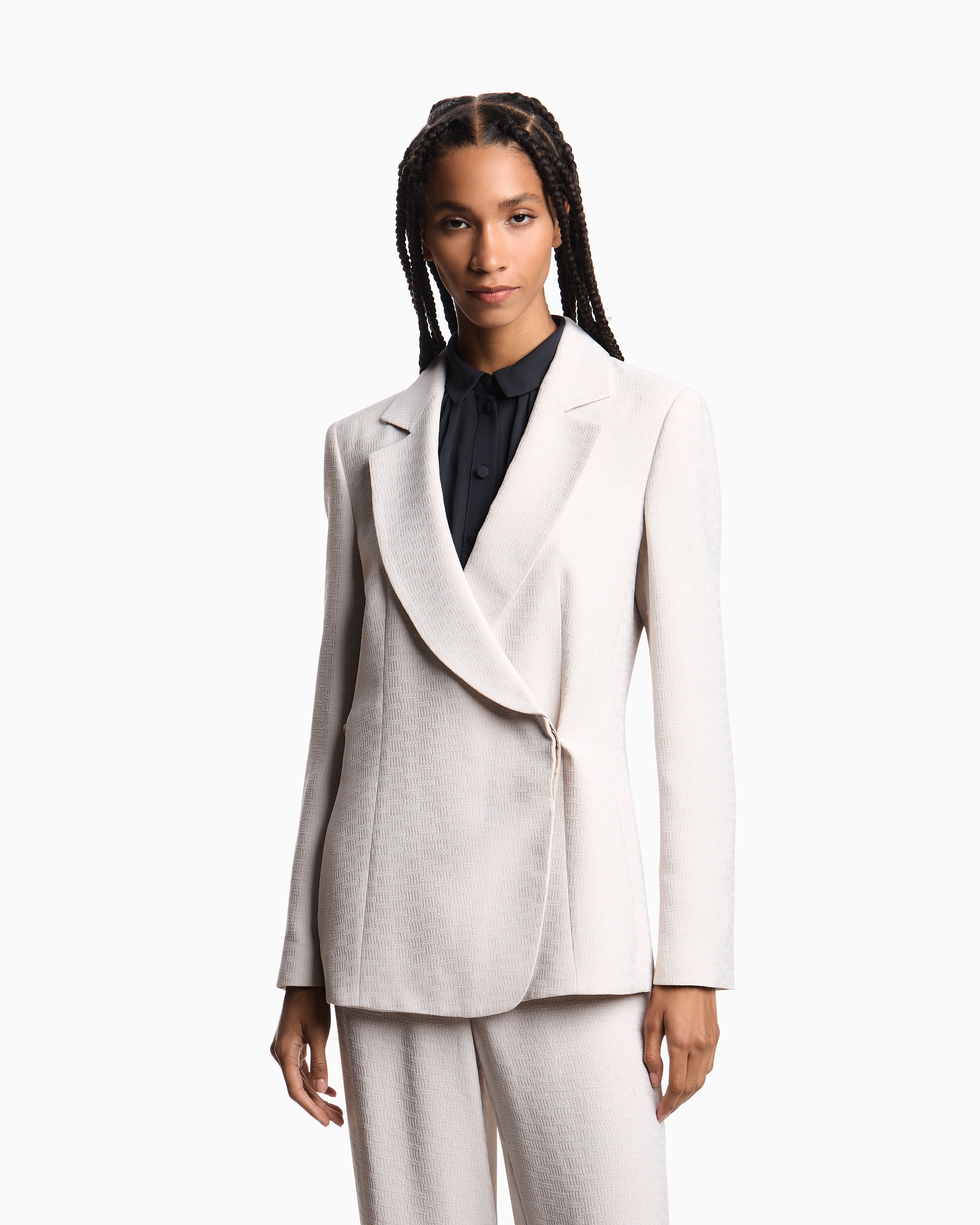 Emporio Armani Long-sleeved Suit Jacket In White