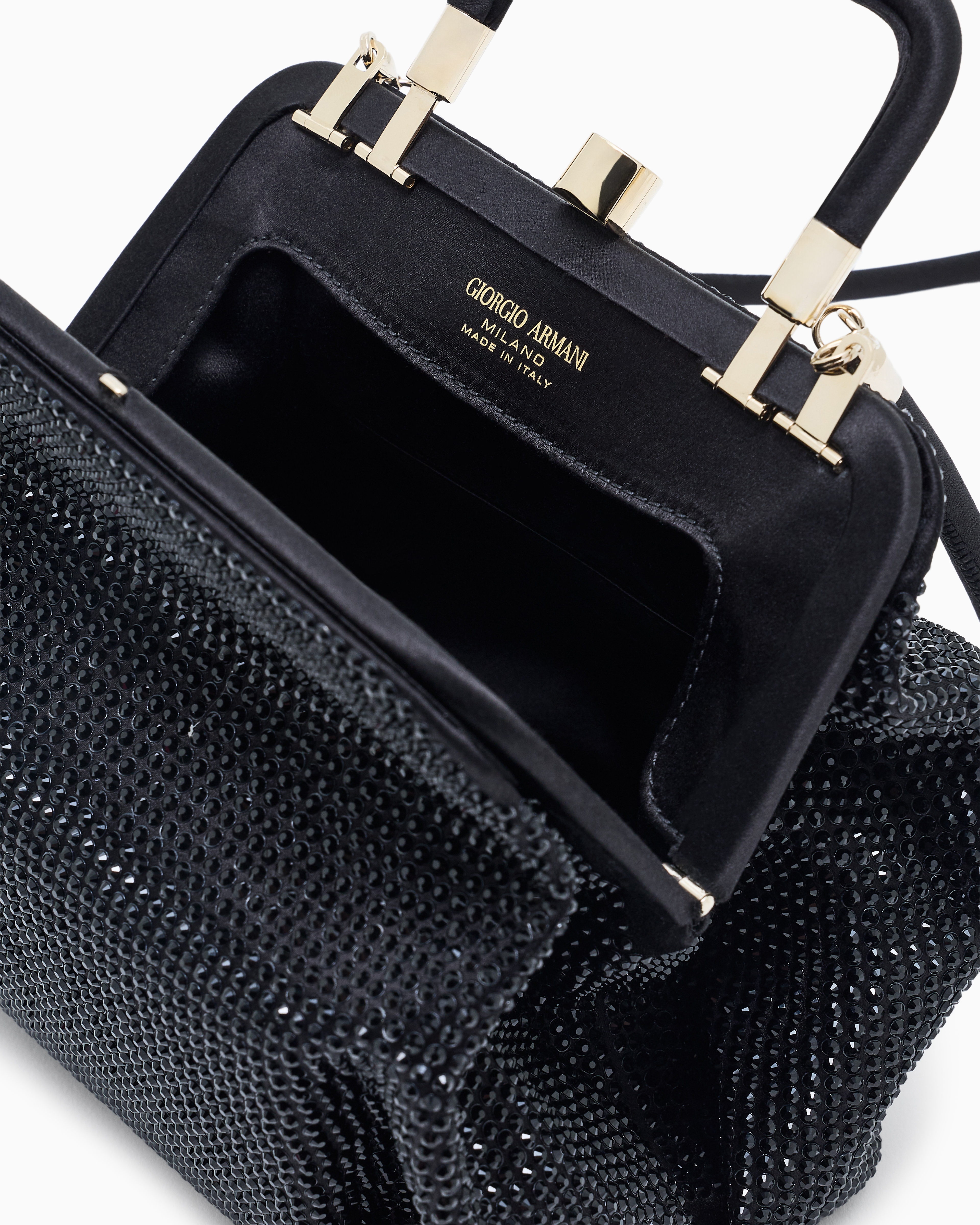 [美品] GIORGIO ARMANI 黒編み込みポシェット クロスボディバッグ | Giorgio Armani