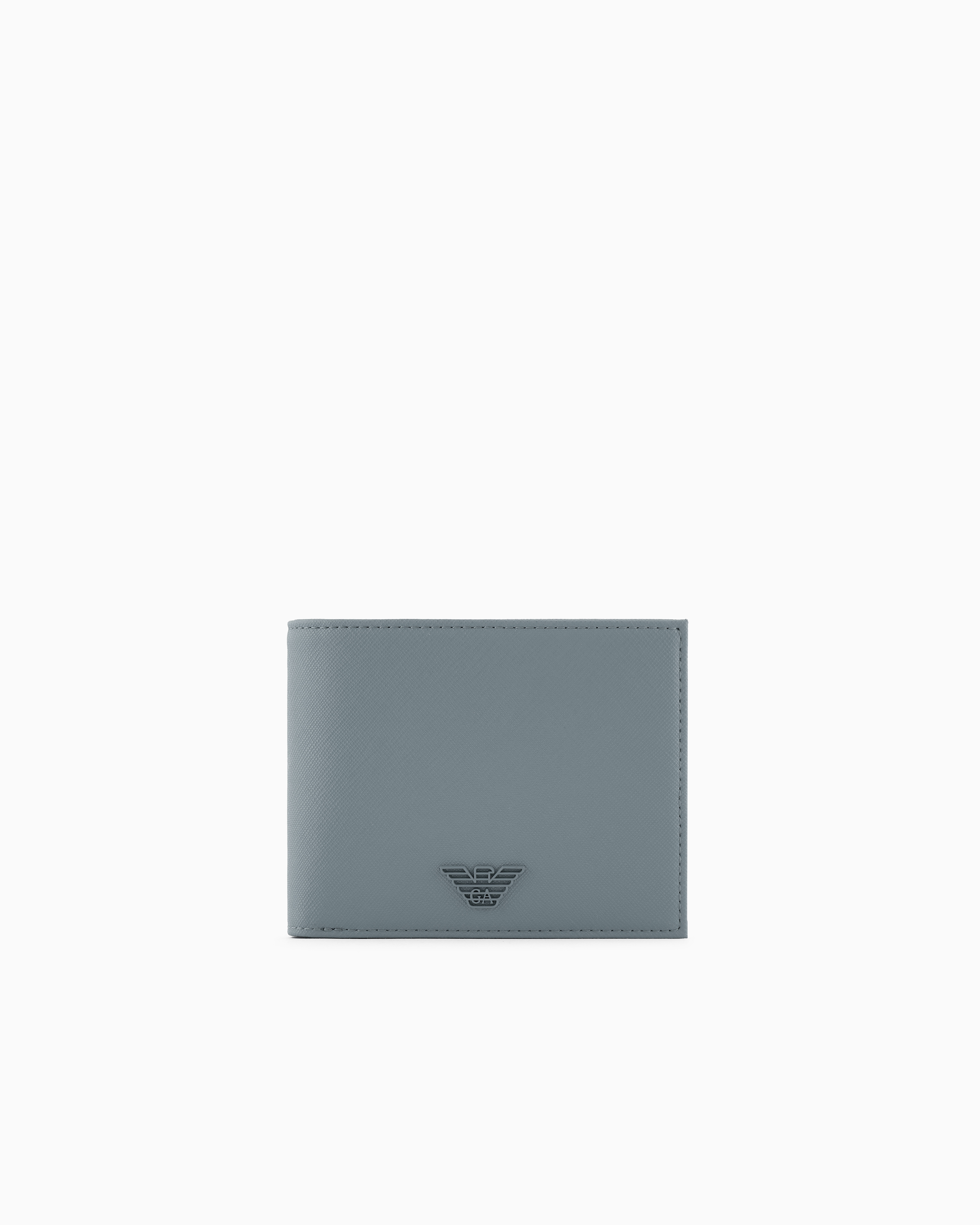 Emporio Armani - ASV regenerated Saffiano bifold wallet, Man, Grey, Size: TU