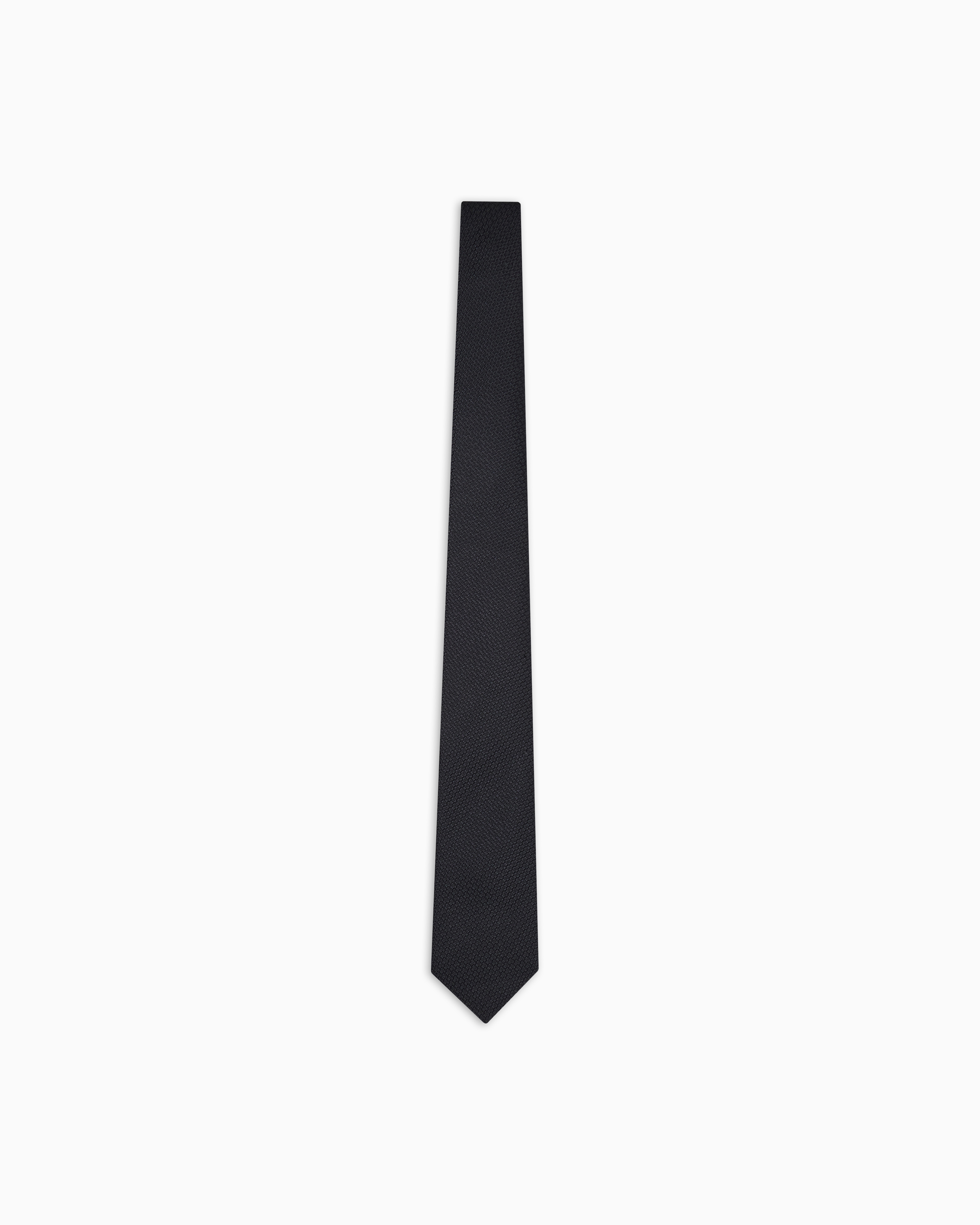 Emporio Armani - Pure silk micro-textured tie, Man, Black, Size: TU