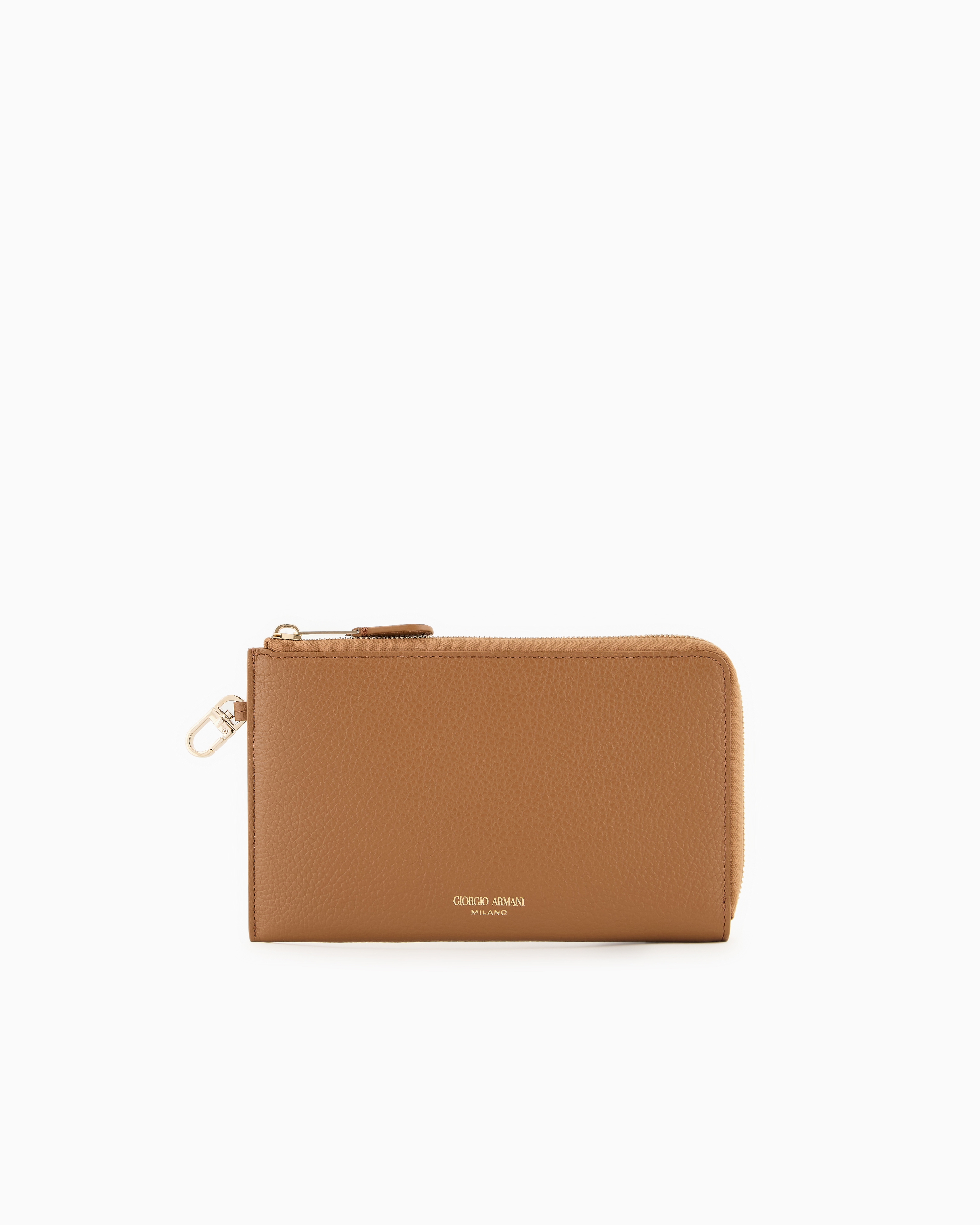 Pebbled leather wallet with wraparound zip | Giorgio Armani US