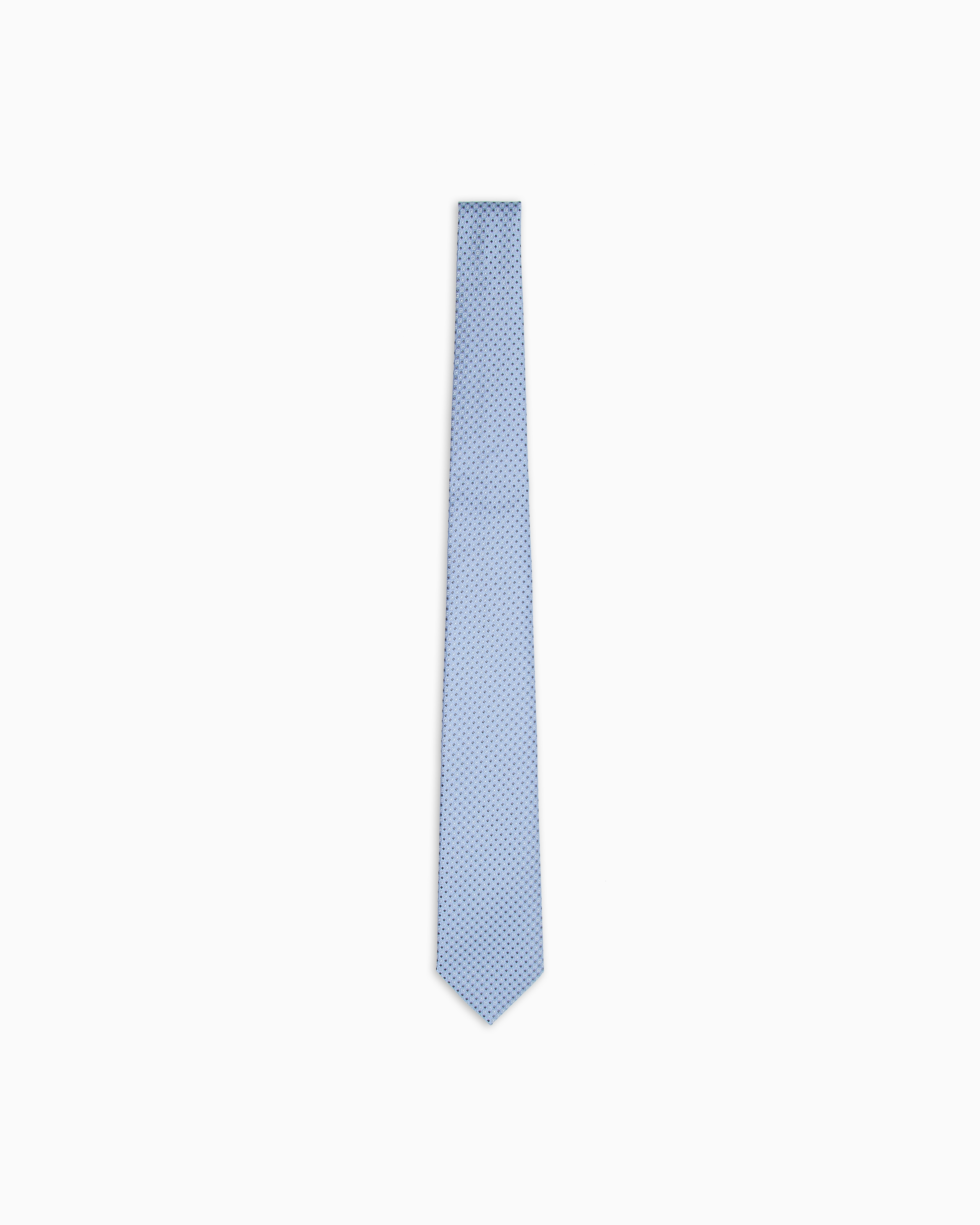 Emporio Armani - Pure silk tie with jacquard op-art micro-pattern, Man, Light Blue, Size: TU