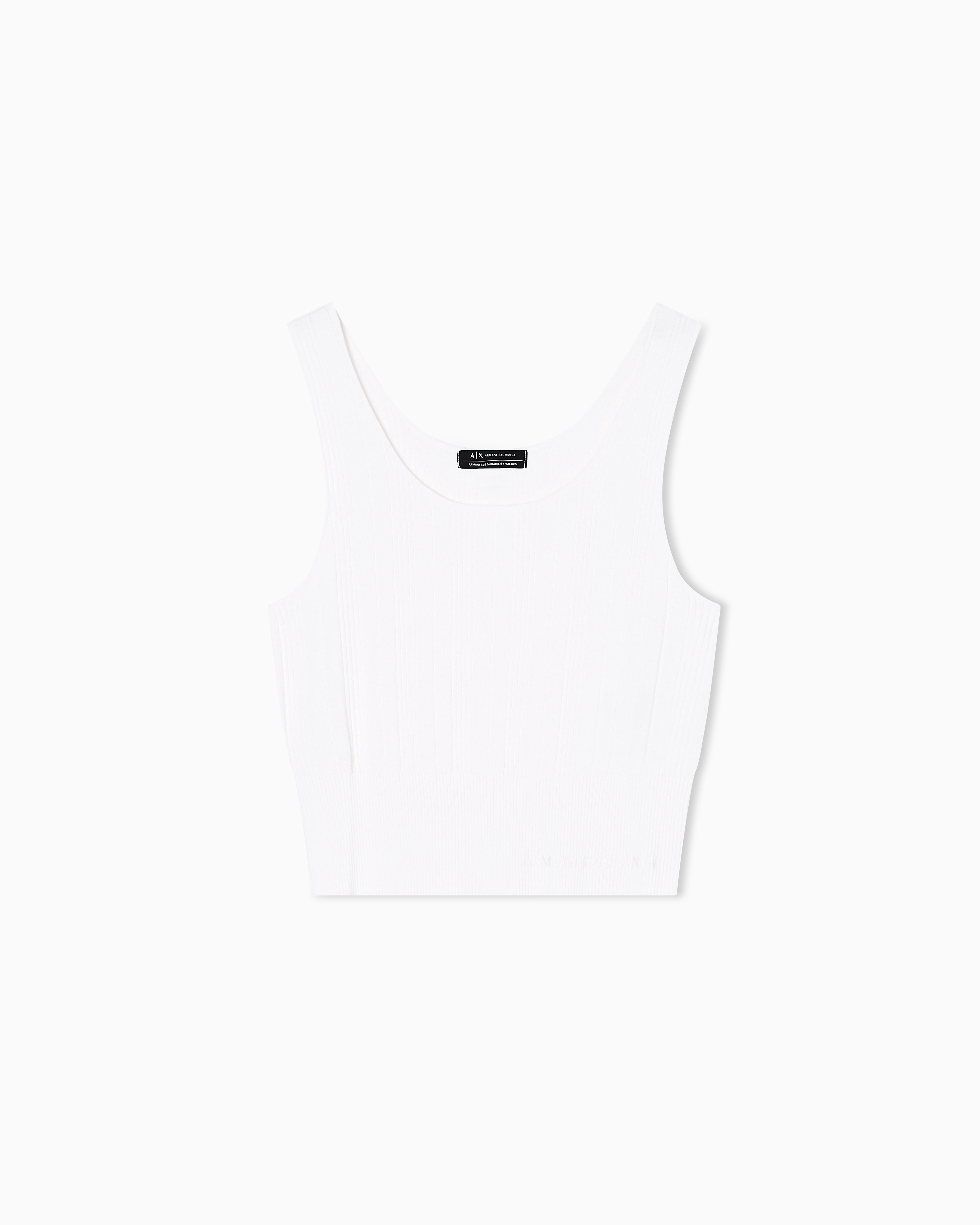 Armani Exchange - Wide ribbed top, Woman, White, Size: