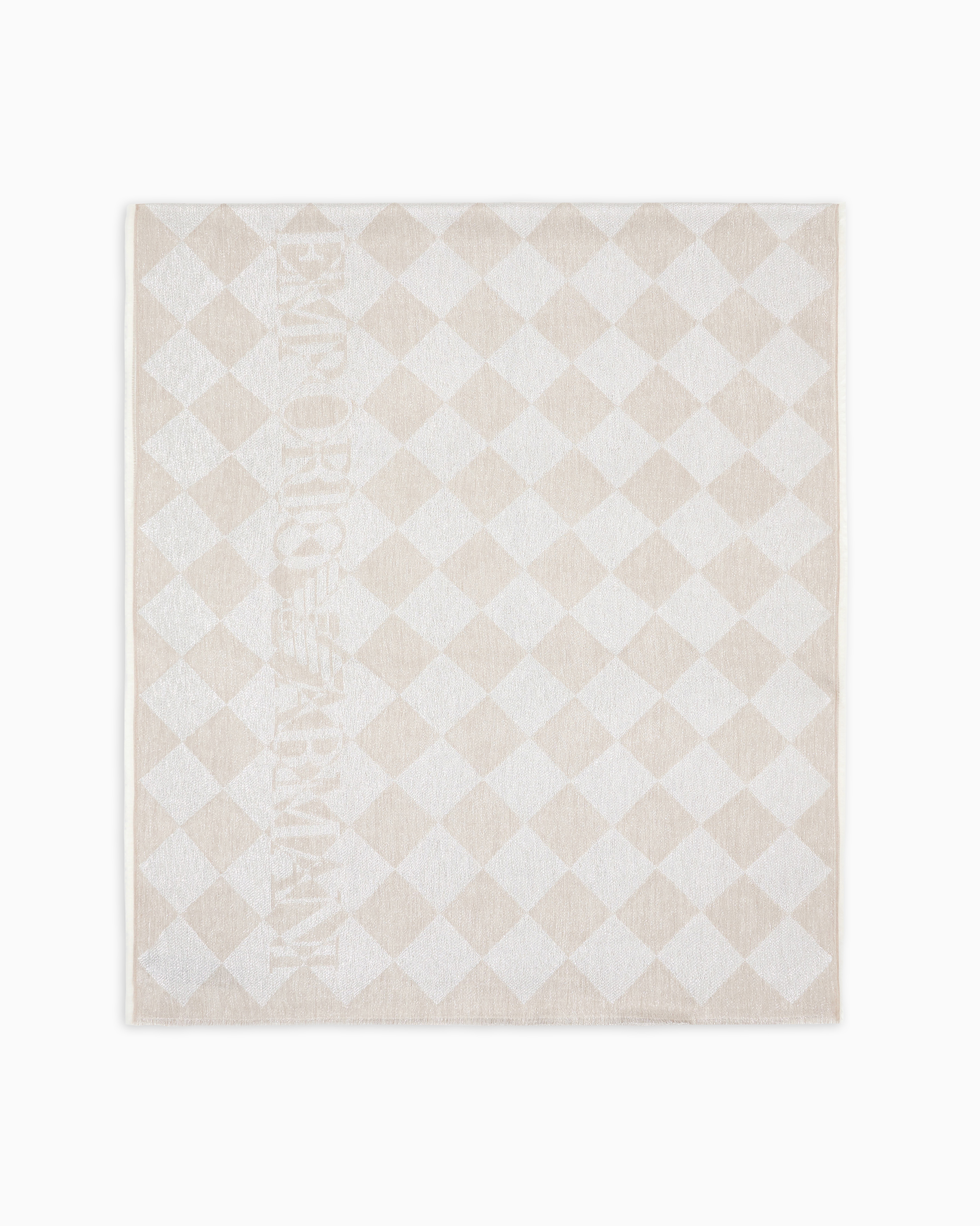Emporio Armani - Jacquard lurex stole with check motif, Woman, Beige, Size: TU