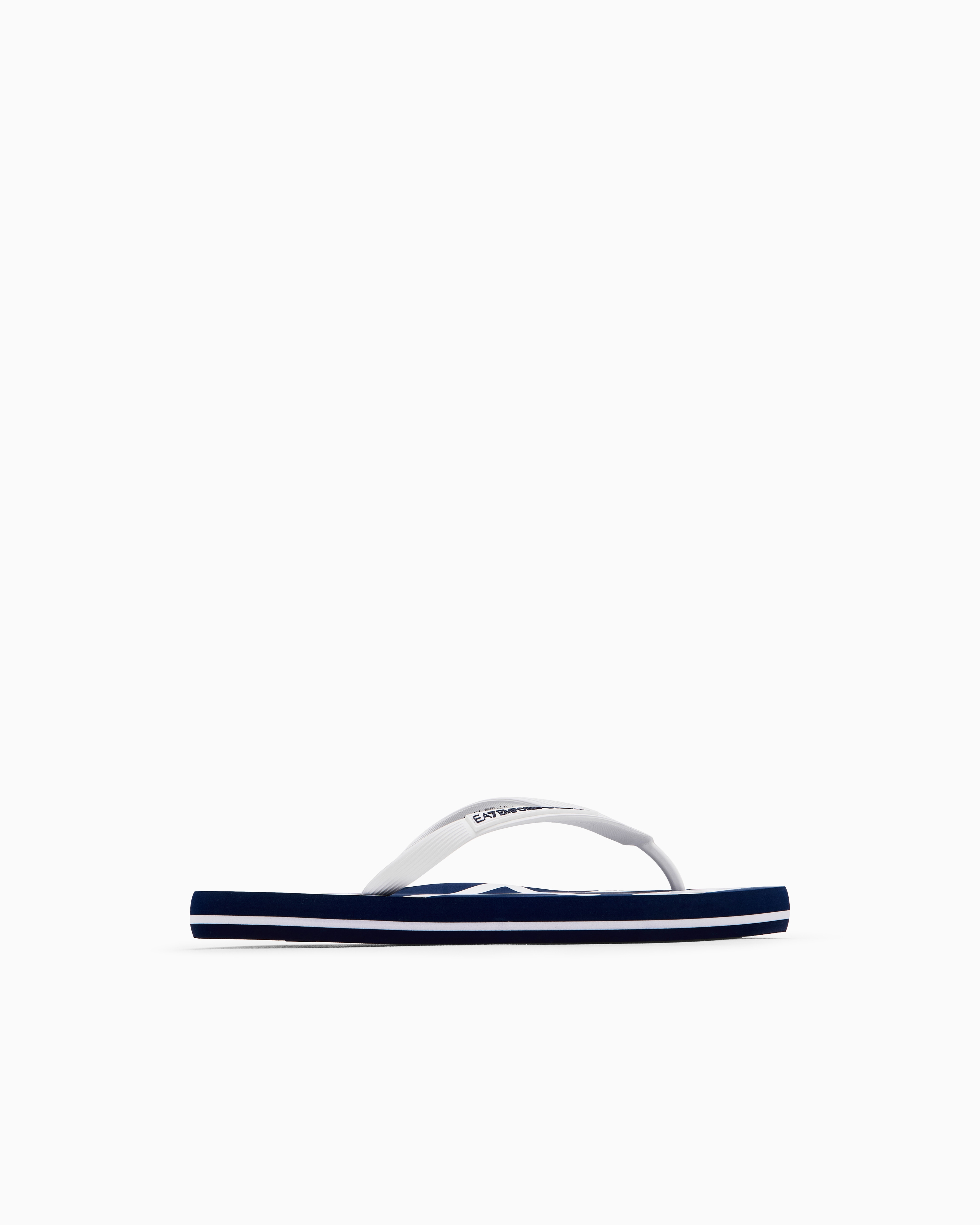 Ea7 Unisex Blue Rubber Flip-Flops With Logo Size 35