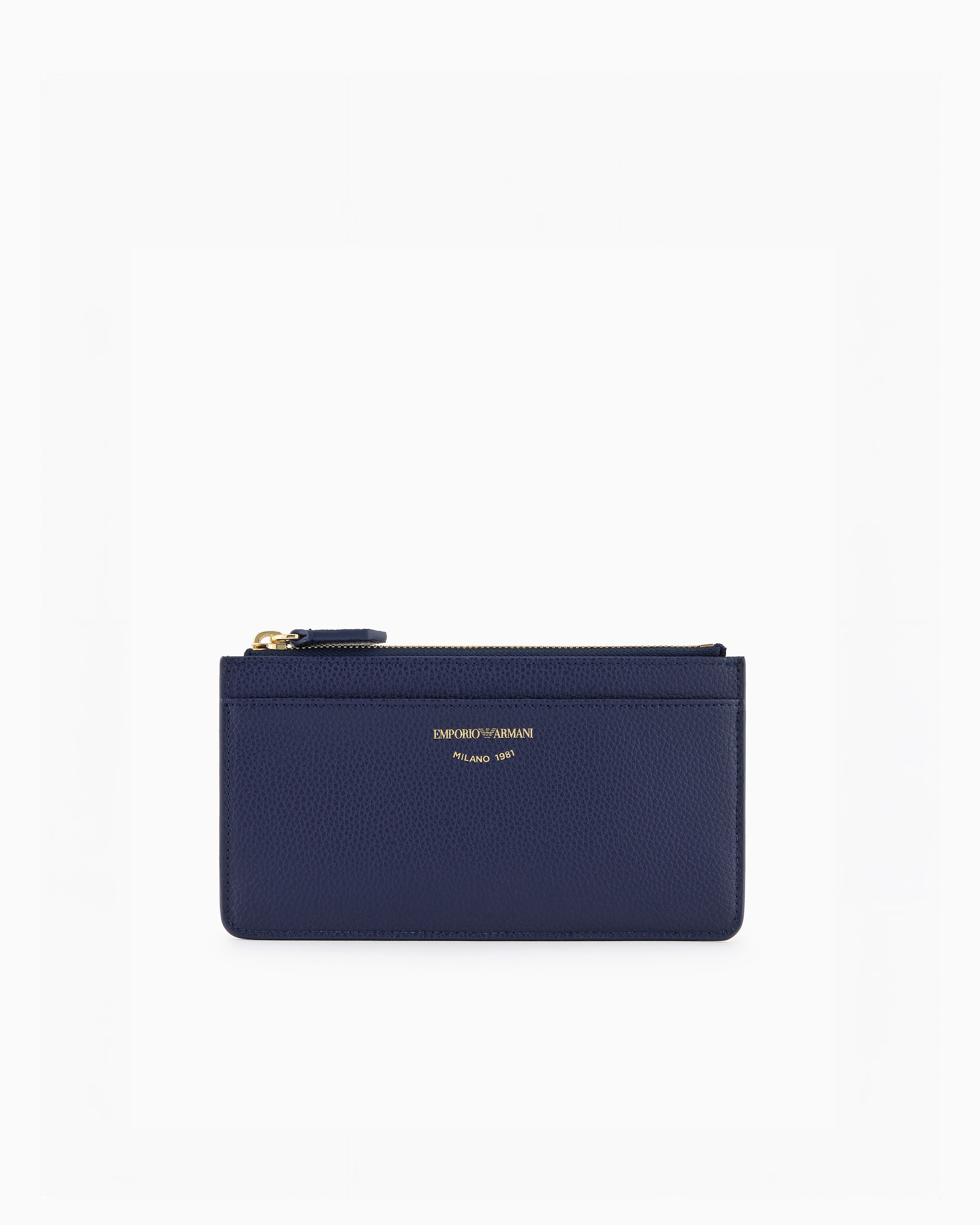 Emporio Armani - MyEA deer-print card holder with zip, Woman, Blue, Size: TU