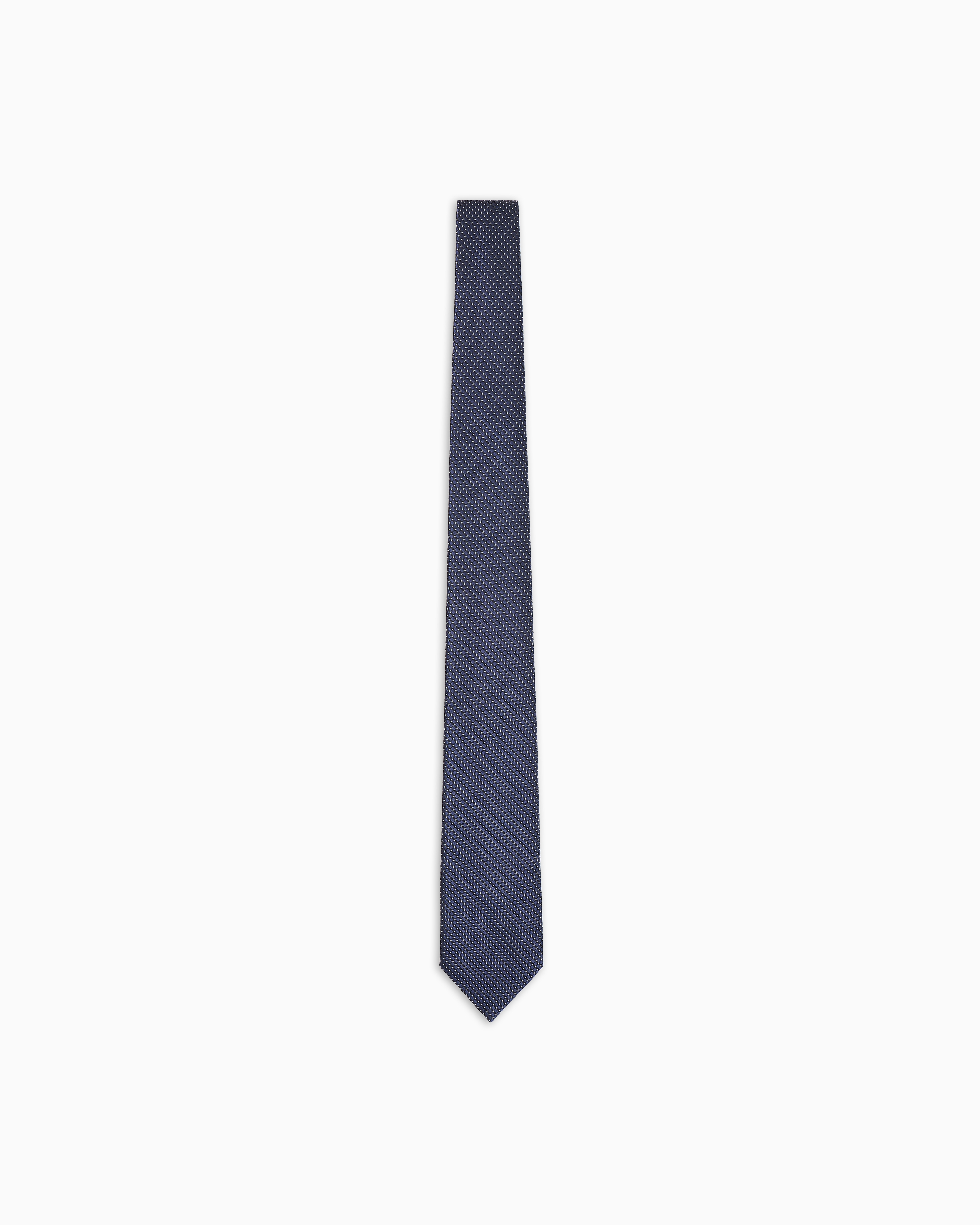 Emporio Armani - Pure silk tie with jacquard micro-check pattern, Man, Blue, Size: TU