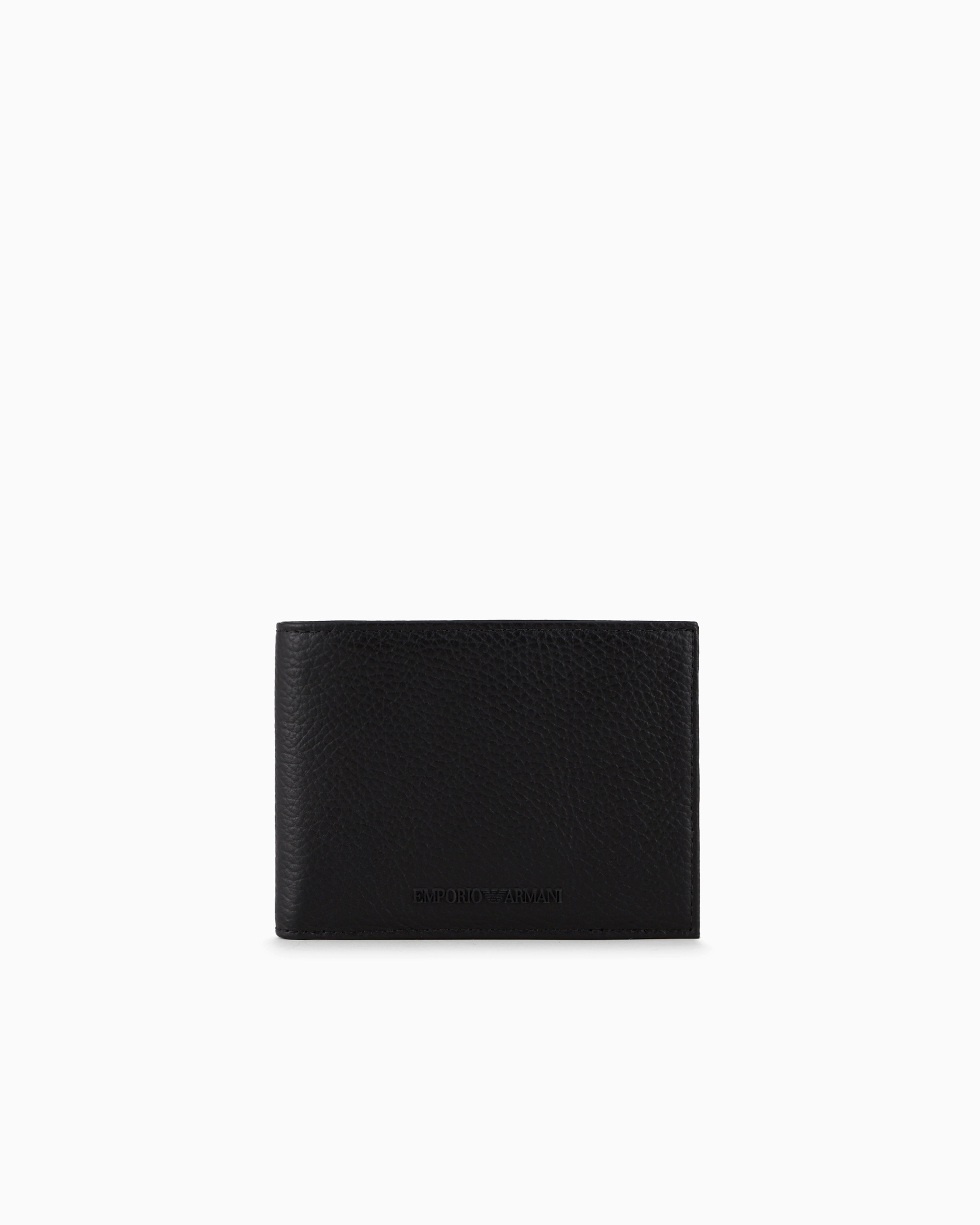 Emporio Armani - Tumbled-leather wallet with coin purse, Man, Black, Size: TU