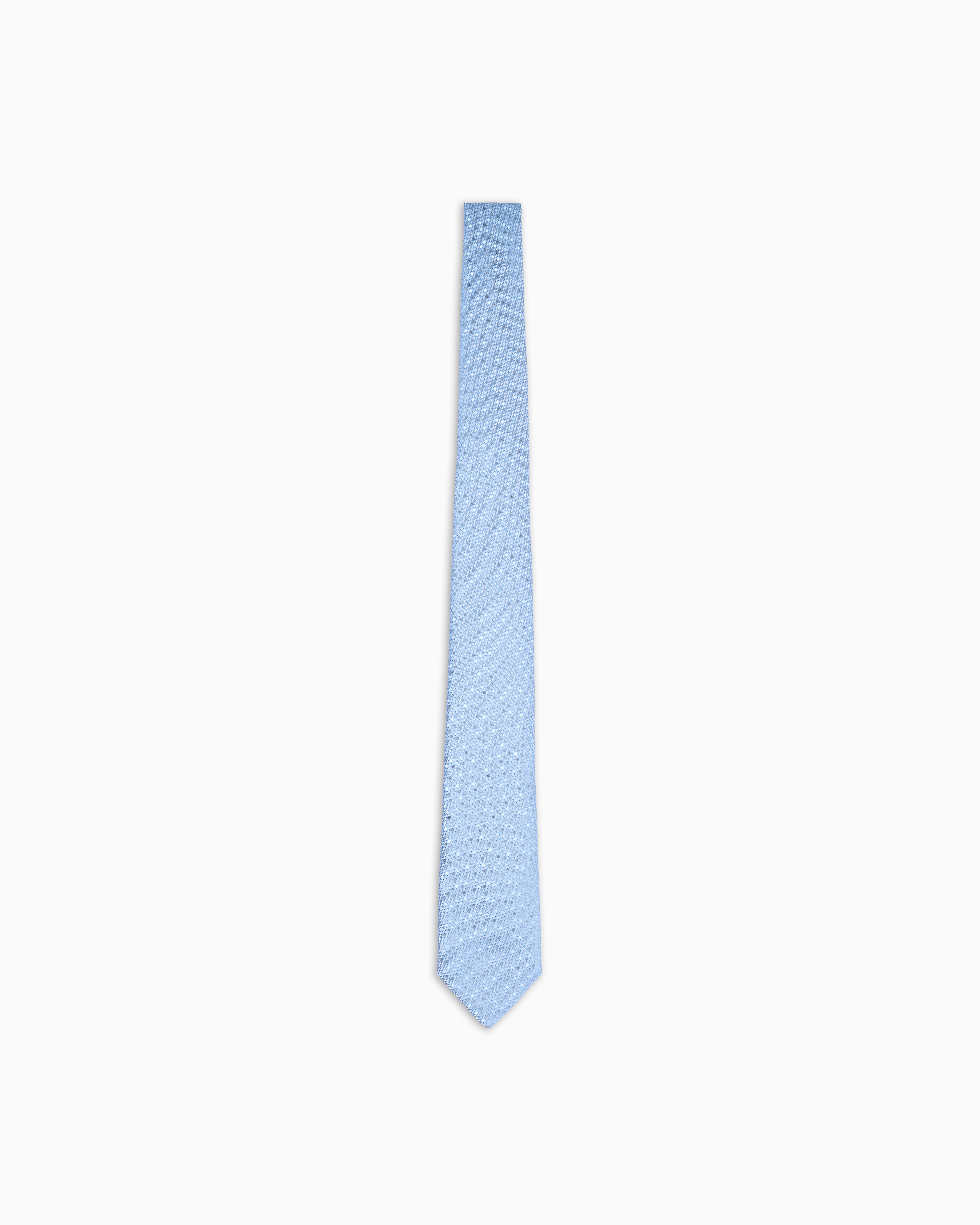 Emporio Armani - Pure silk micro-textured tie, Man, Light Blue, Size: TU