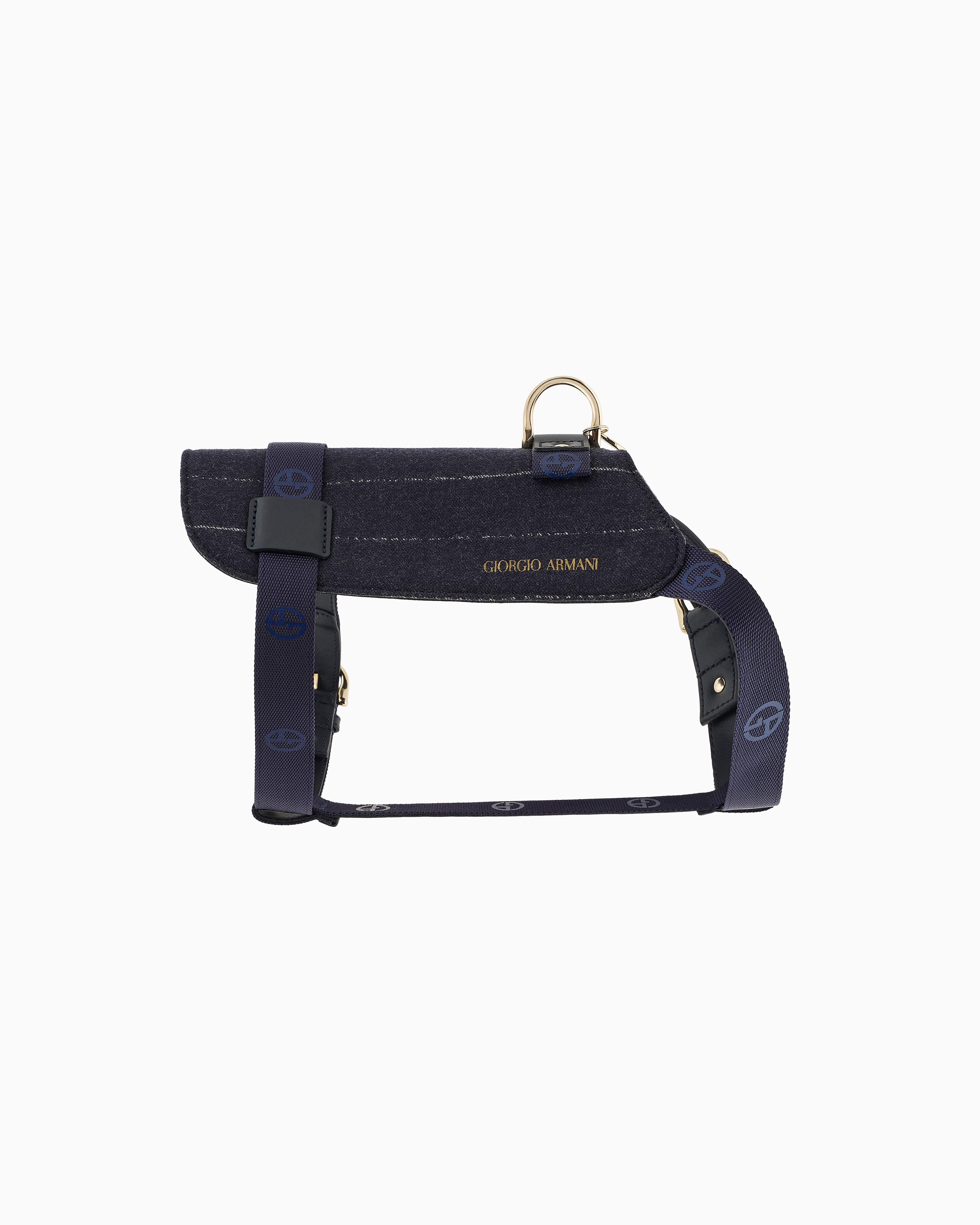 Giorgio Armani Poldo X Harness In Virgin Wool And Leather In Blue