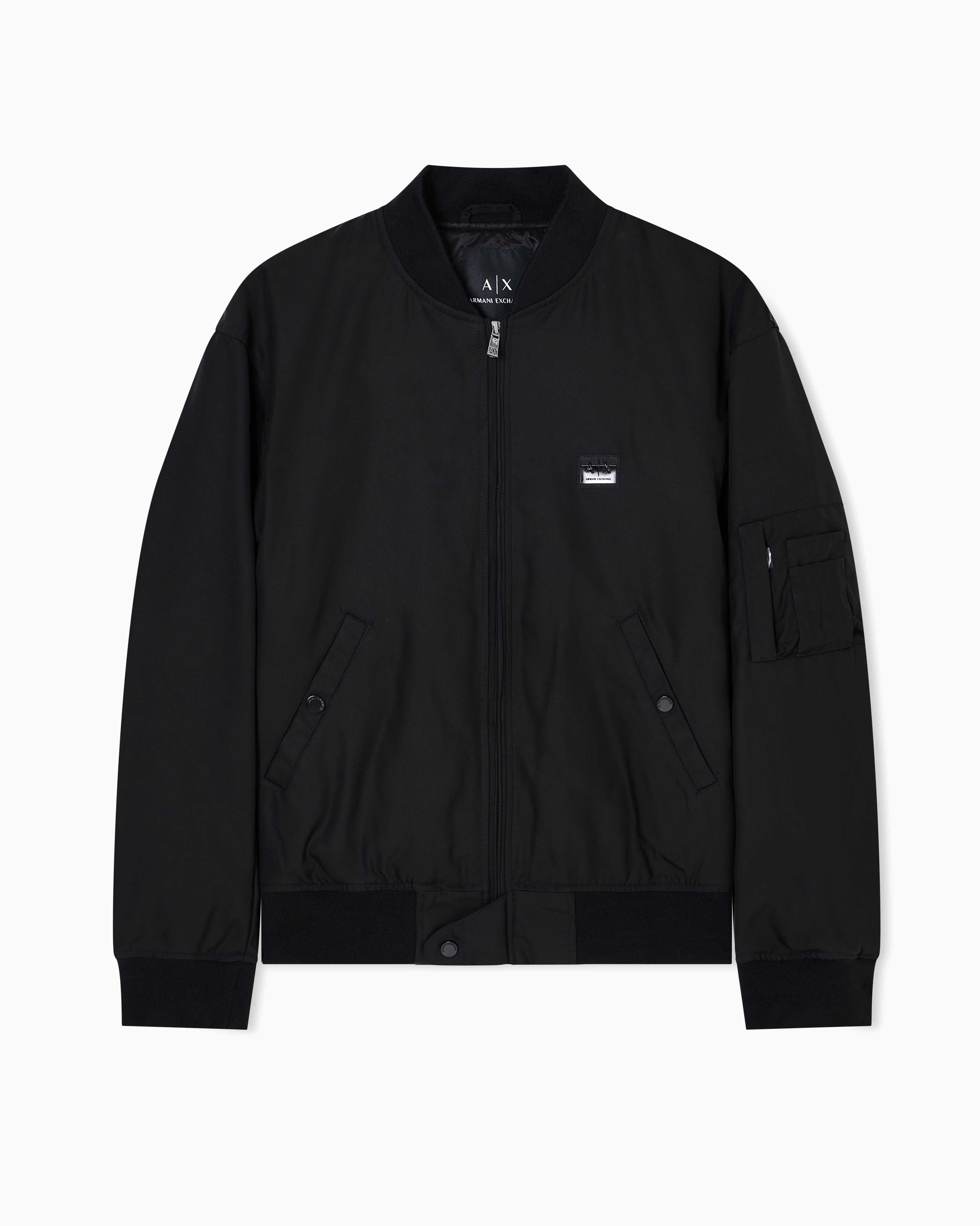 Armani Exchange - BLACK ZIP UP LOGO BOMBER JACKET, Man, Black, Size: