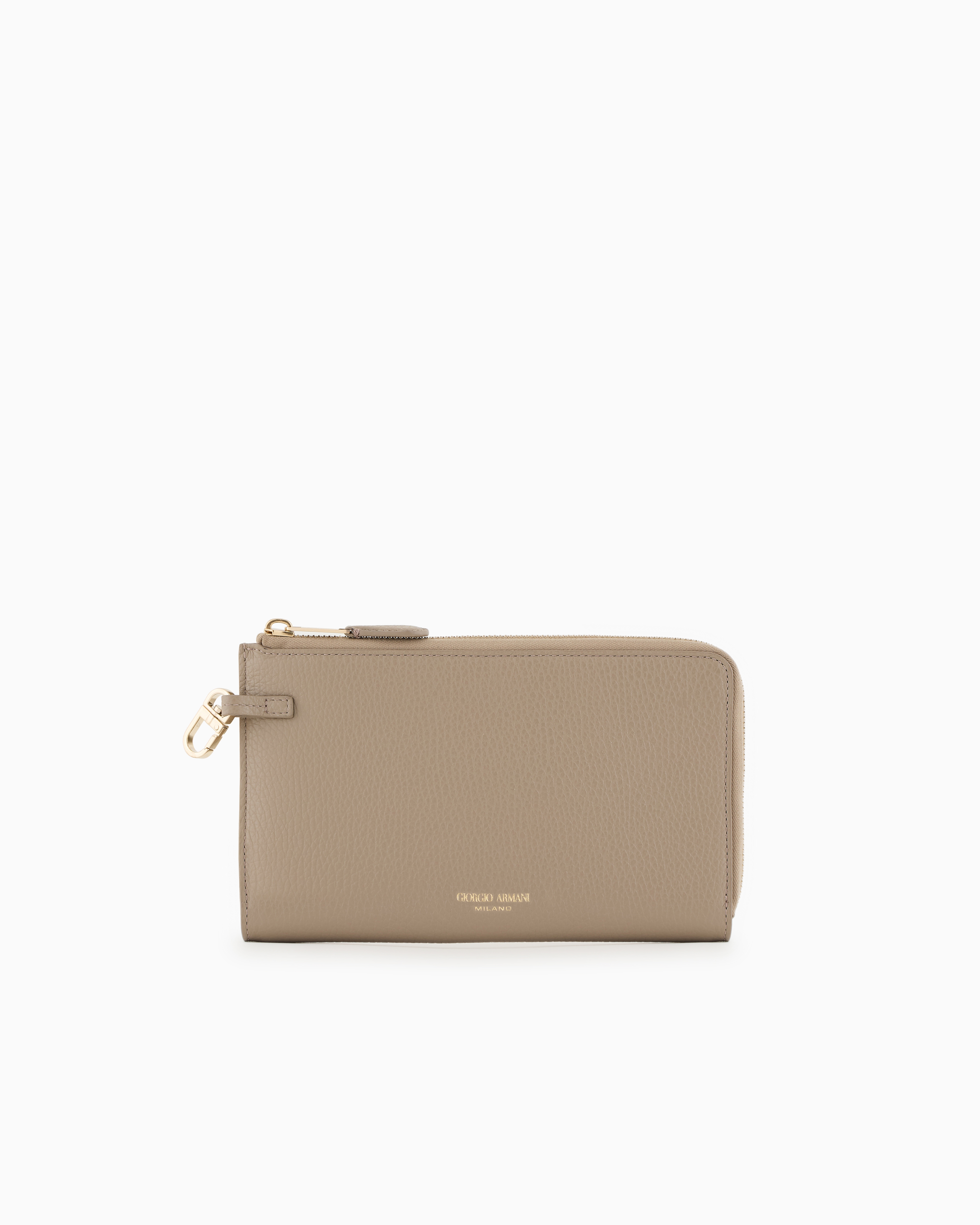 Pebbled leather wallet with wraparound zip | Giorgio Armani US