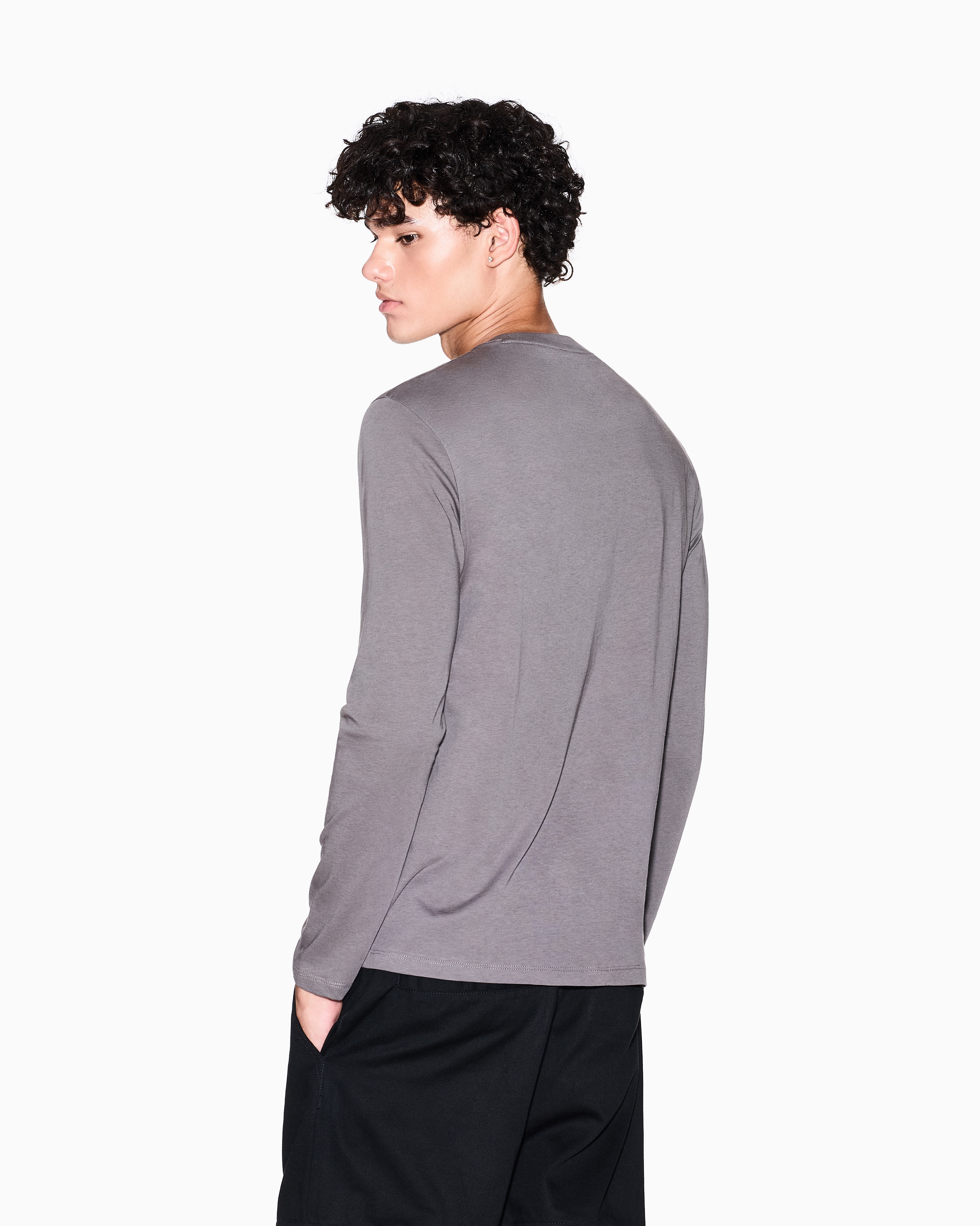 Armani Exchange - Long sleeve T-shirt with logo prints, Man, Grey, Size: