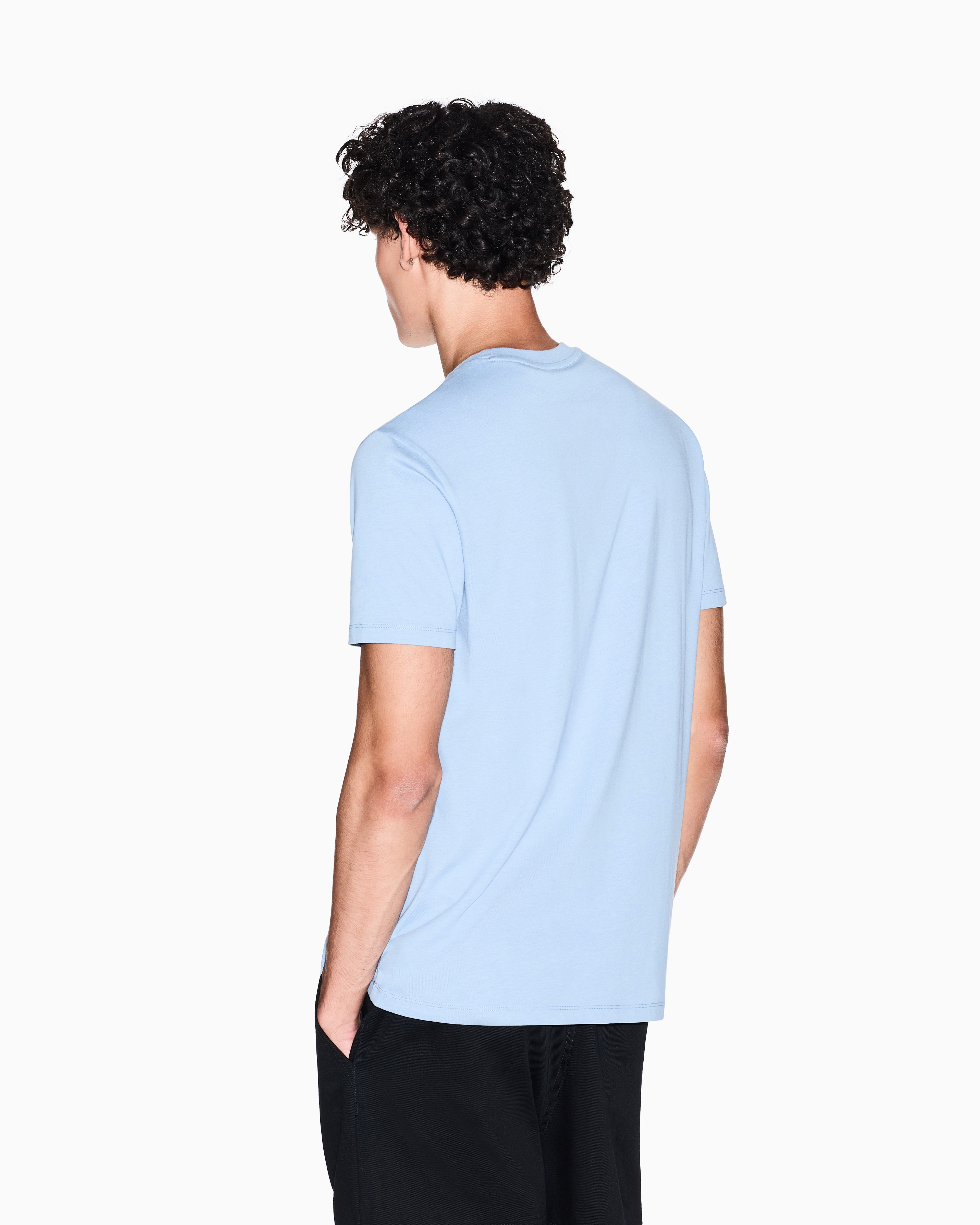 Armani Exchange - Regular fit T-shirt with logo, Man, Light Blue, Size: