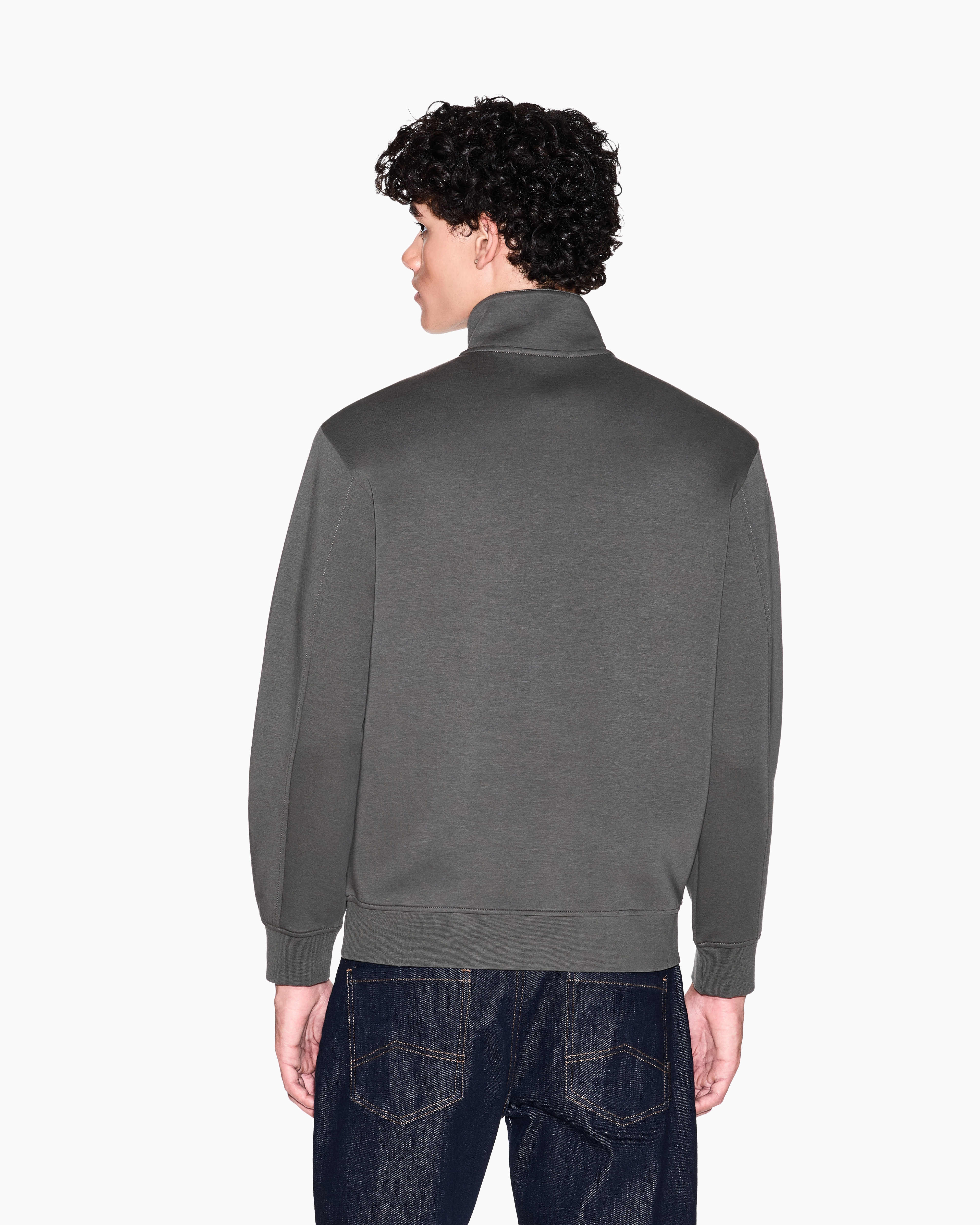 Armani Exchange - Sweatshirt with high neck and buttons, Man, Green, Size: