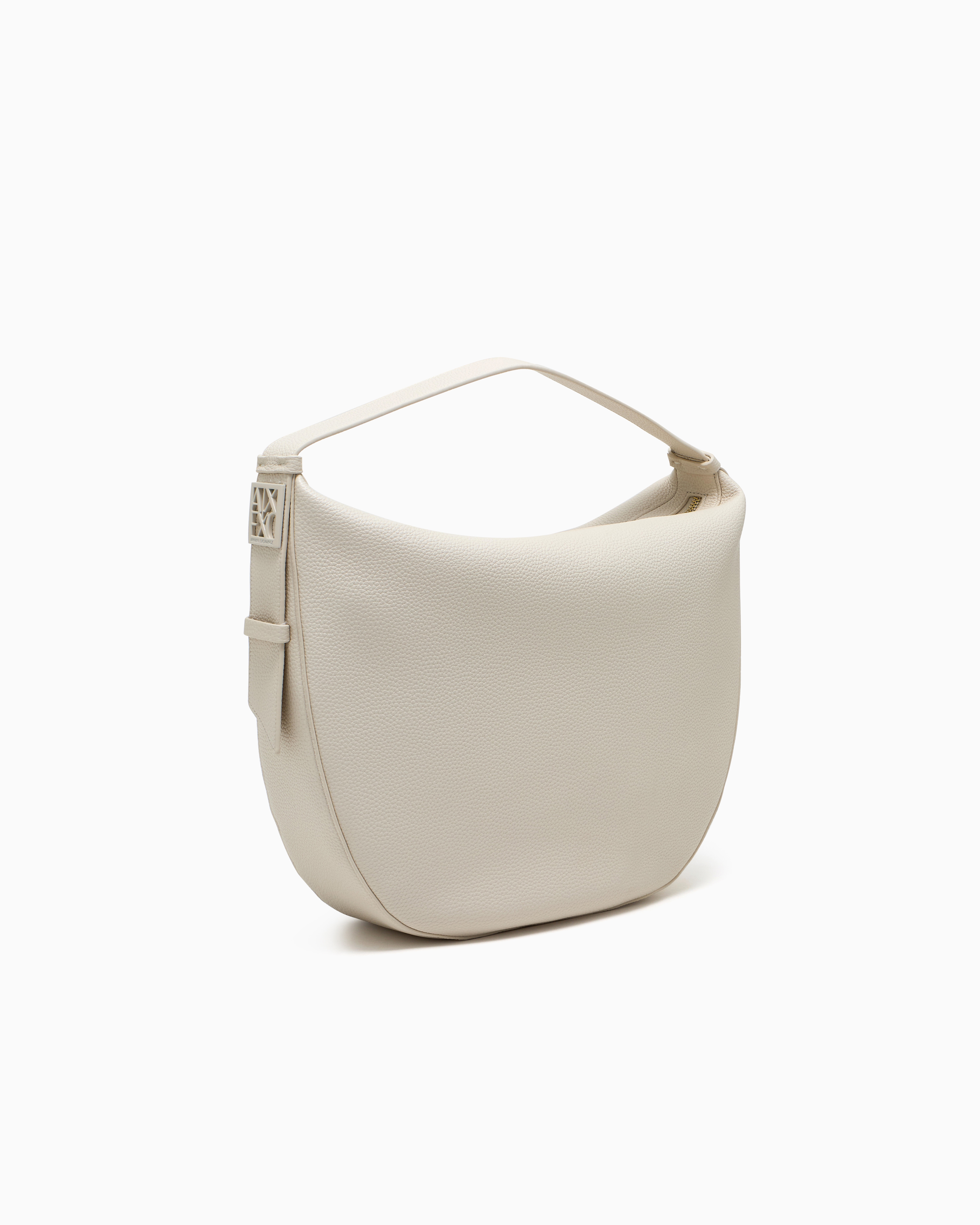 Armani Exchange - ASV Logo Hobo Shoulder Bag, Woman, White, Size: TU