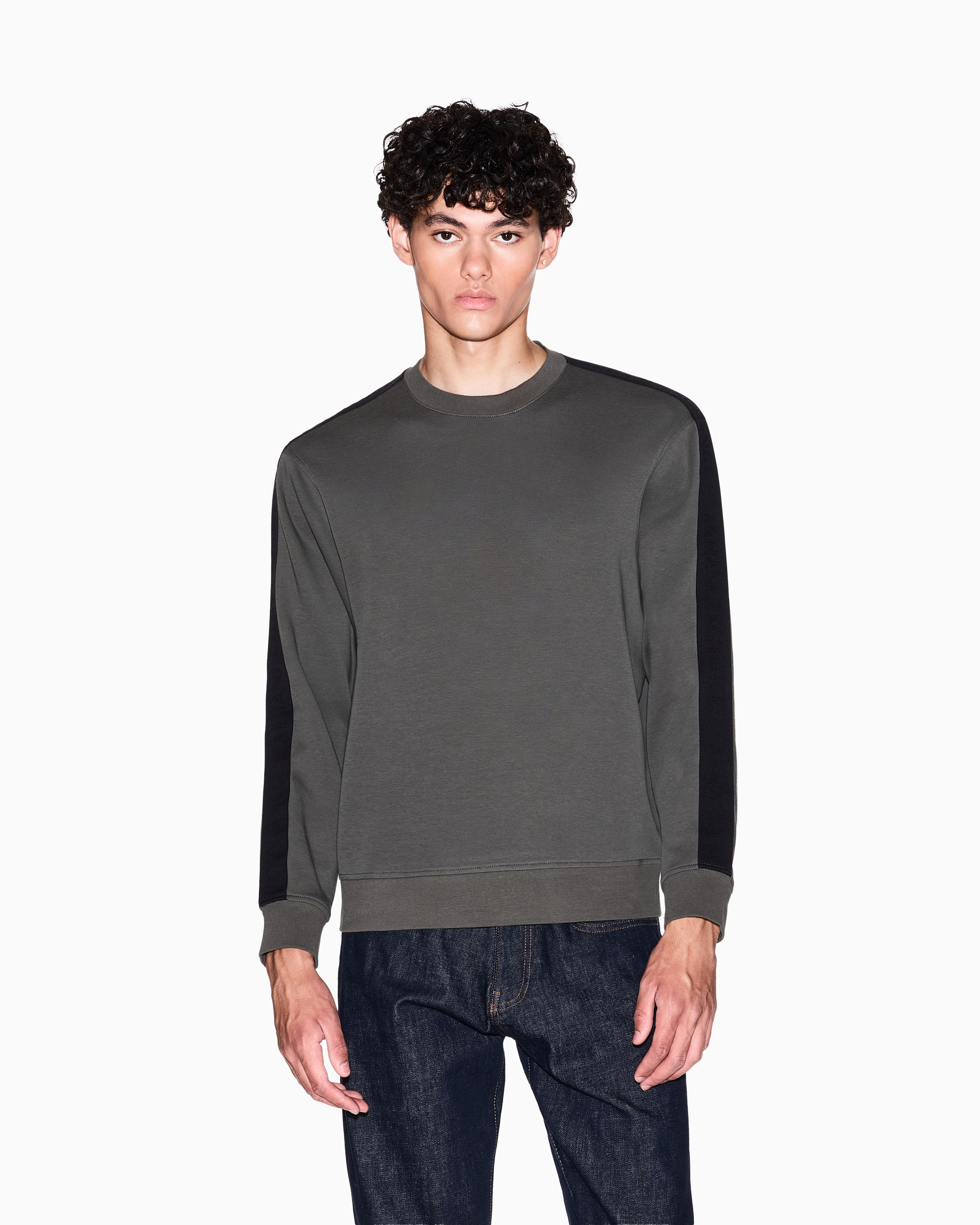 Armani Exchange - Crewneck Sweatshirt with Logo Bands, Man, Green, Size: