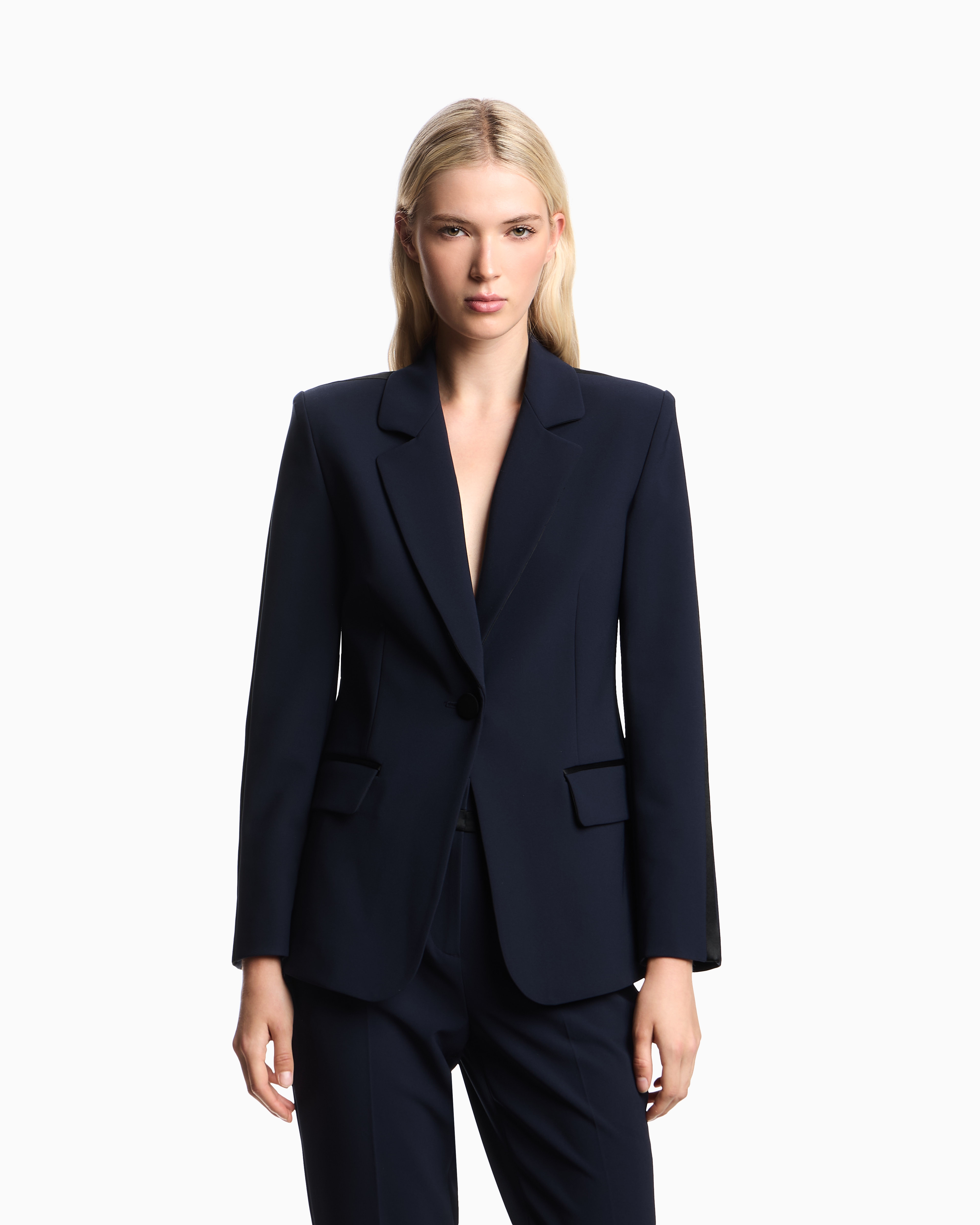 アウターその他 EMPORIO ARMANI Woman Waistcoat Blue EW001962AF15990 UB092 Women's Jackets and Blazers | Emporio Armani