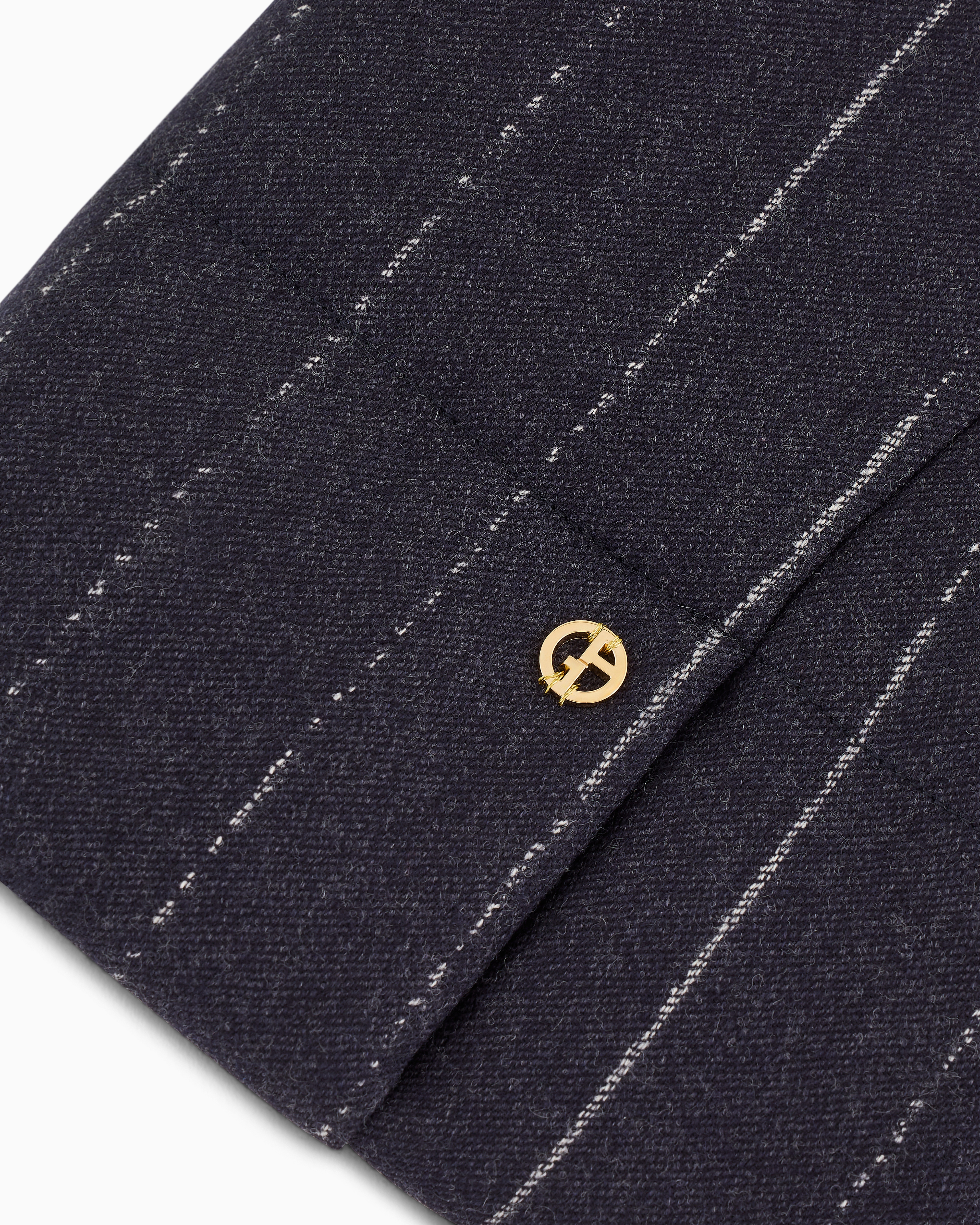 Giorgio Armani Poldo X Coat In Pinstriped Motif Virgin Wool In Blue