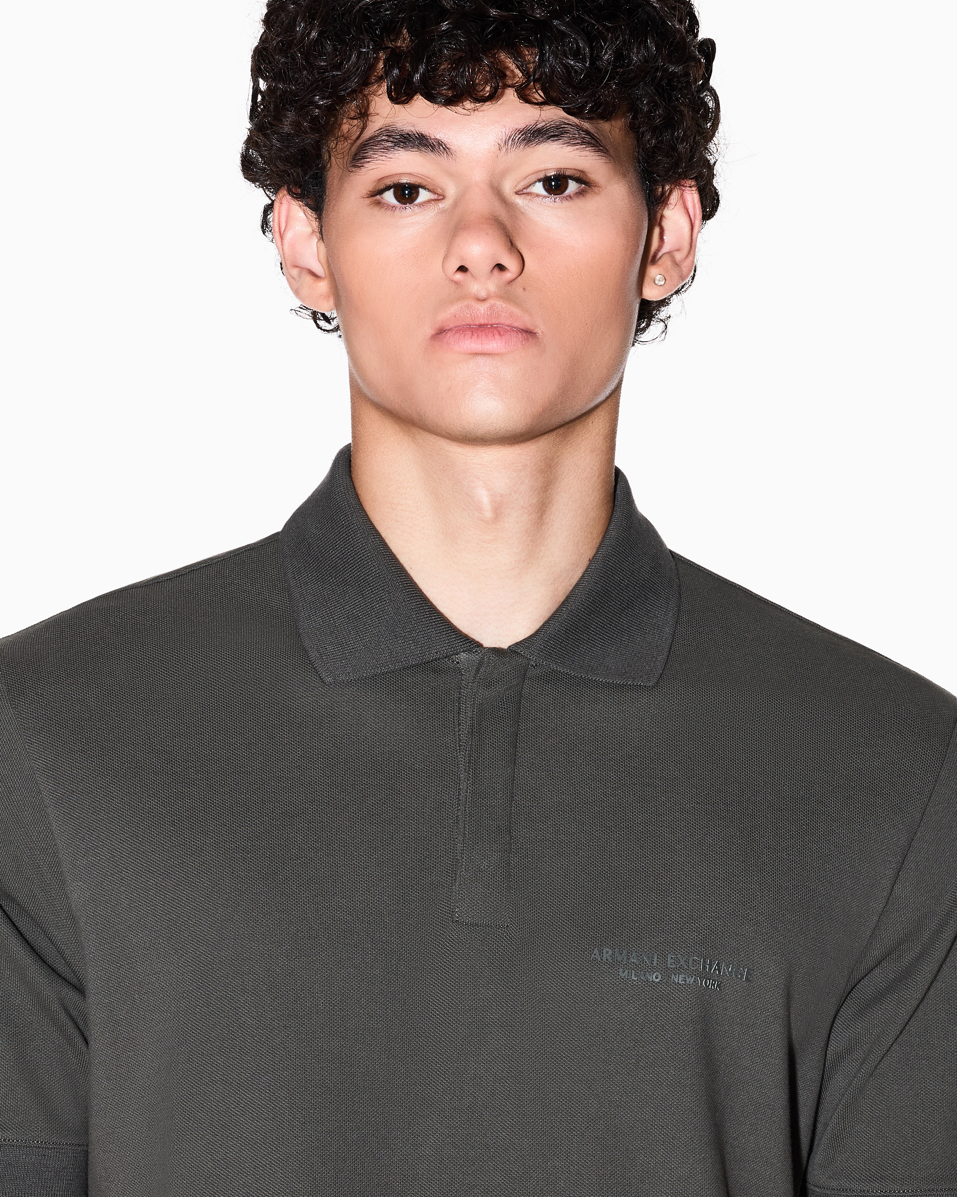 Armani Exchange - Regular fit polo shirt with tone-on-tone logo, Man, Green, Size: