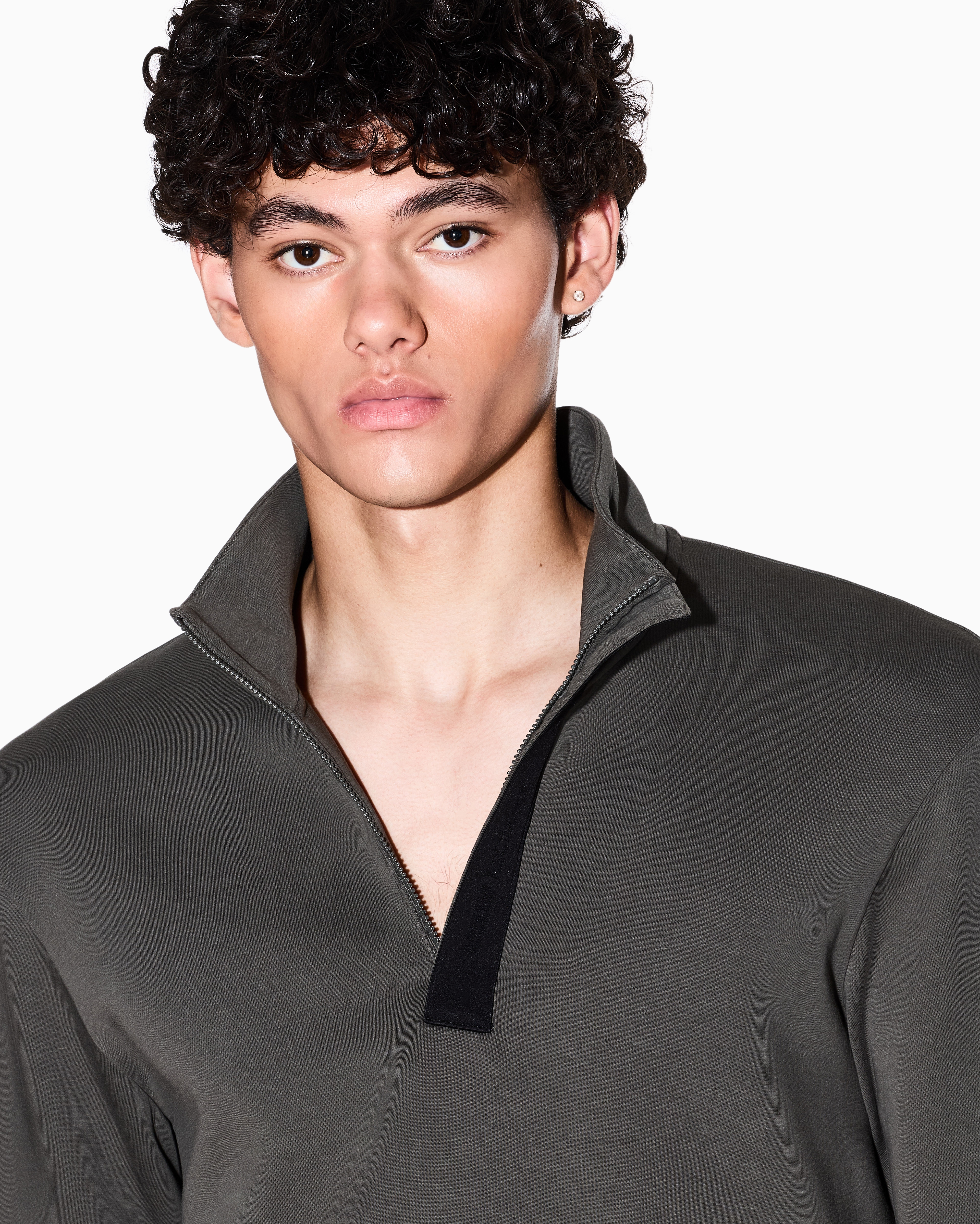 Armani Exchange - Sweatshirt with high neck and buttons, Man, Green, Size: