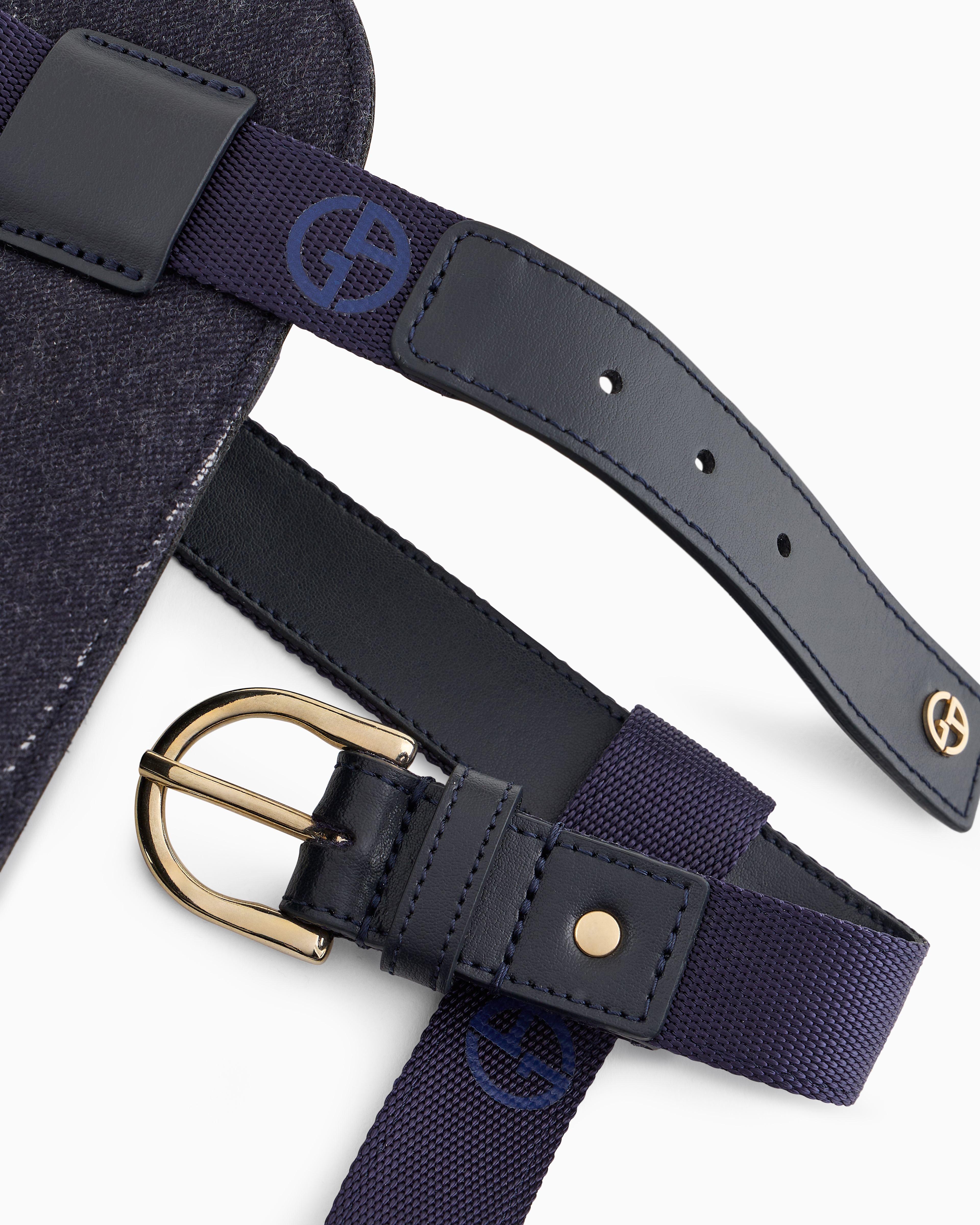 Giorgio Armani Poldo X Harness In Virgin Wool And Leather In Blue