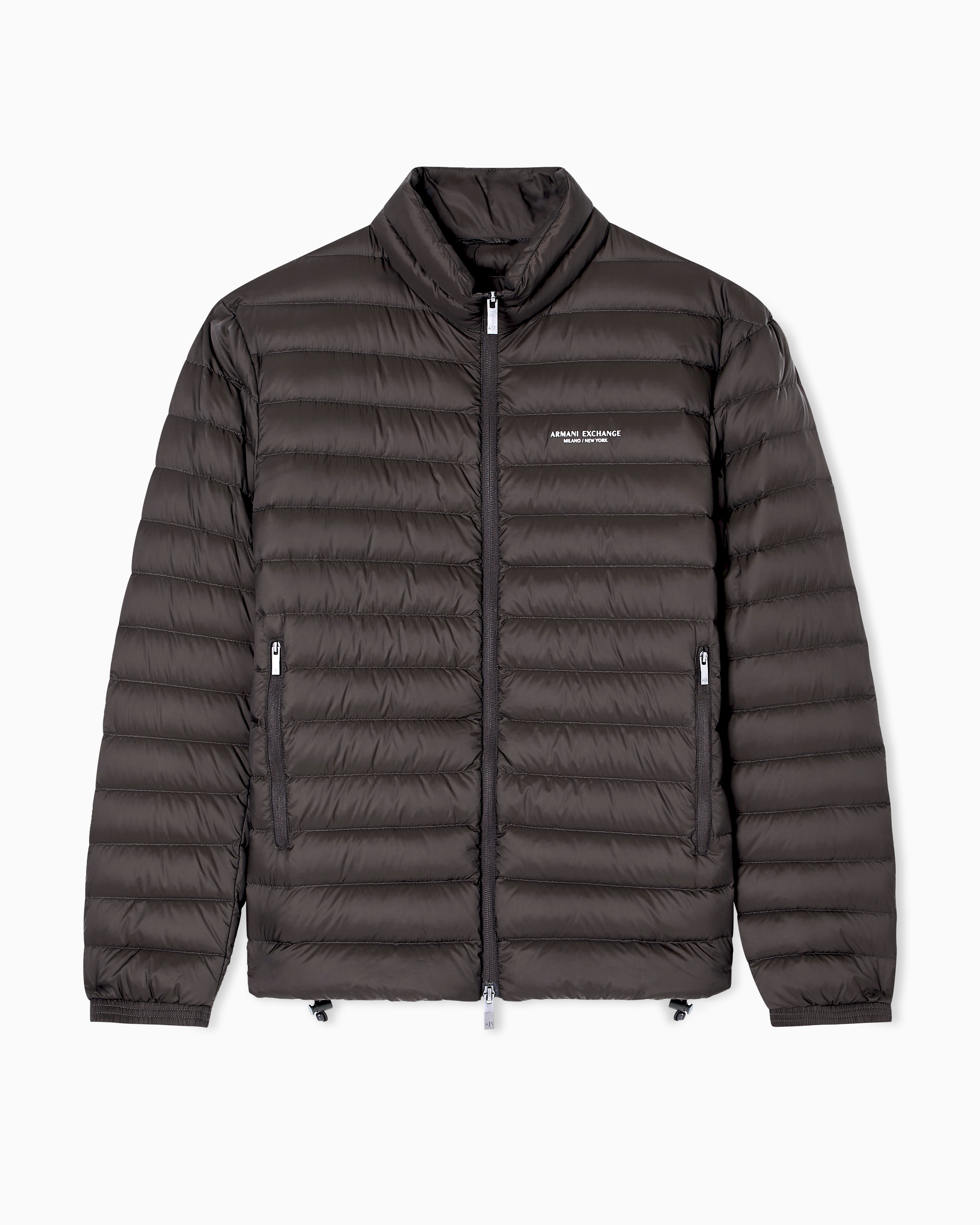Armani Exchange - Quilted full zip down jacket, Man, Brown, Size:
