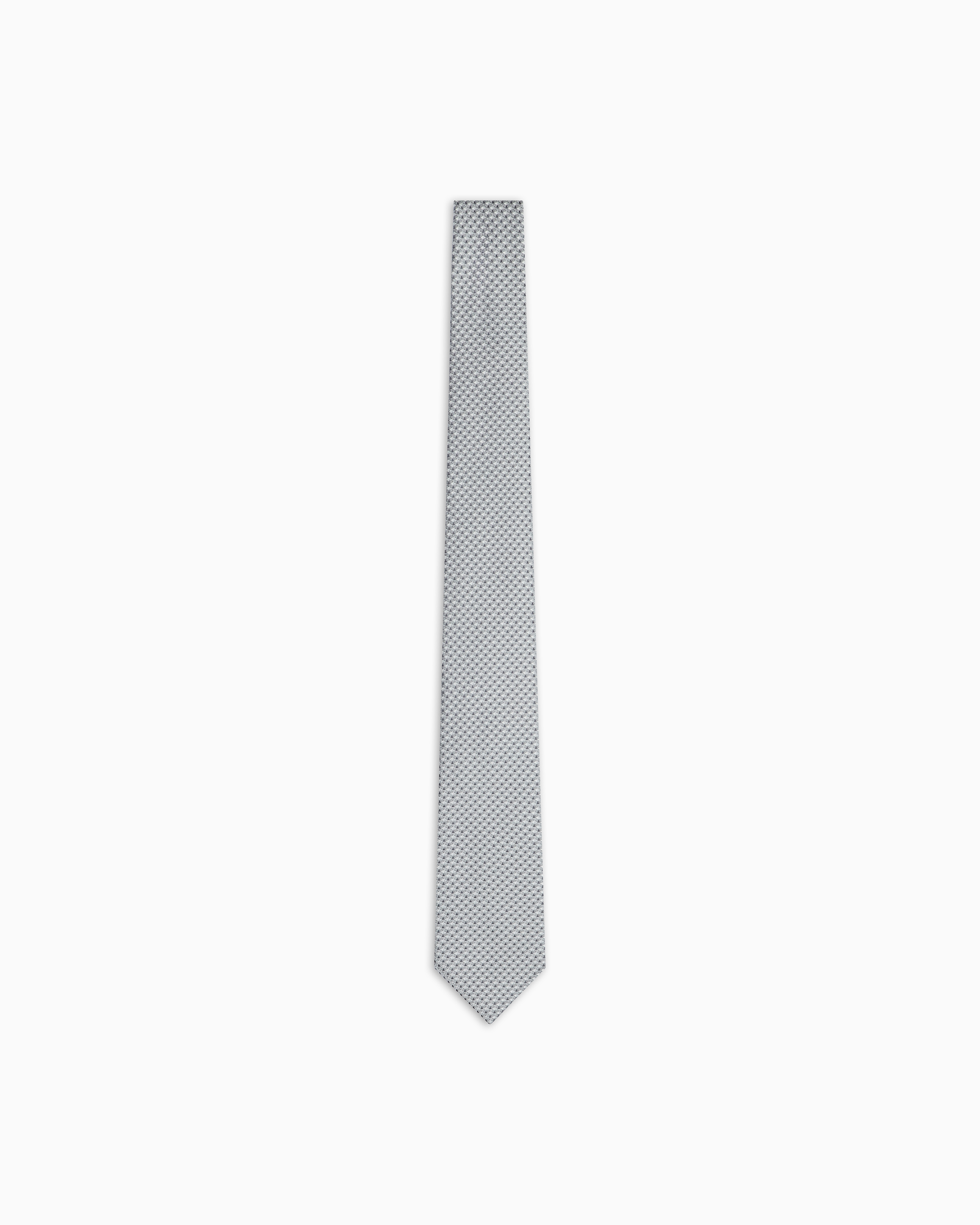 Emporio Armani - Pure silk tie with jacquard op-art motif, Man, Grey, Size: TU