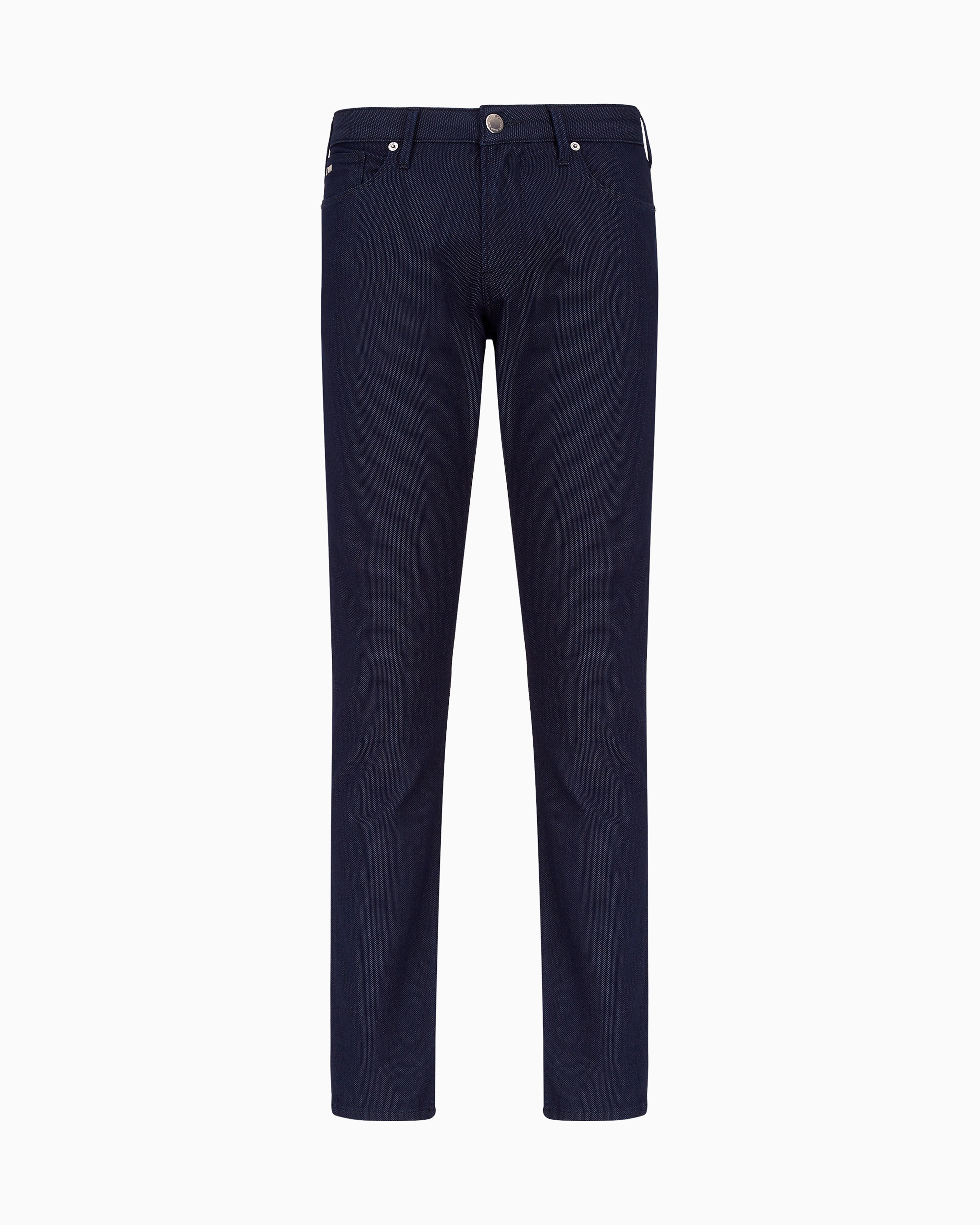 Emporio Armani - J06 Slim-fit, cotton-blend trousers with micro-armure polka dots, Man, Navy_blue, Size: