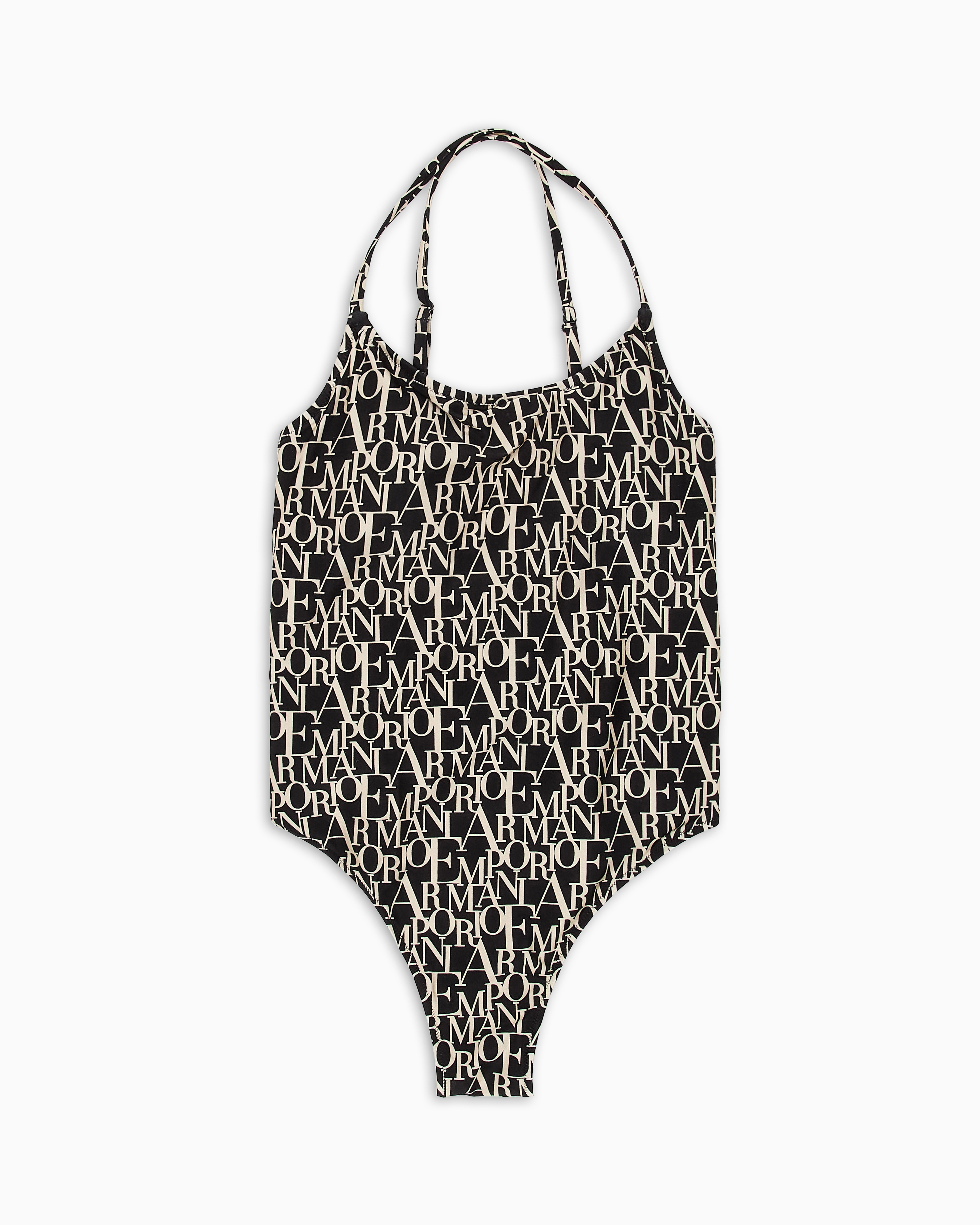 Emporio Armani - Padded one-piece swimsuit with Logomania print, Woman, Black, Size: