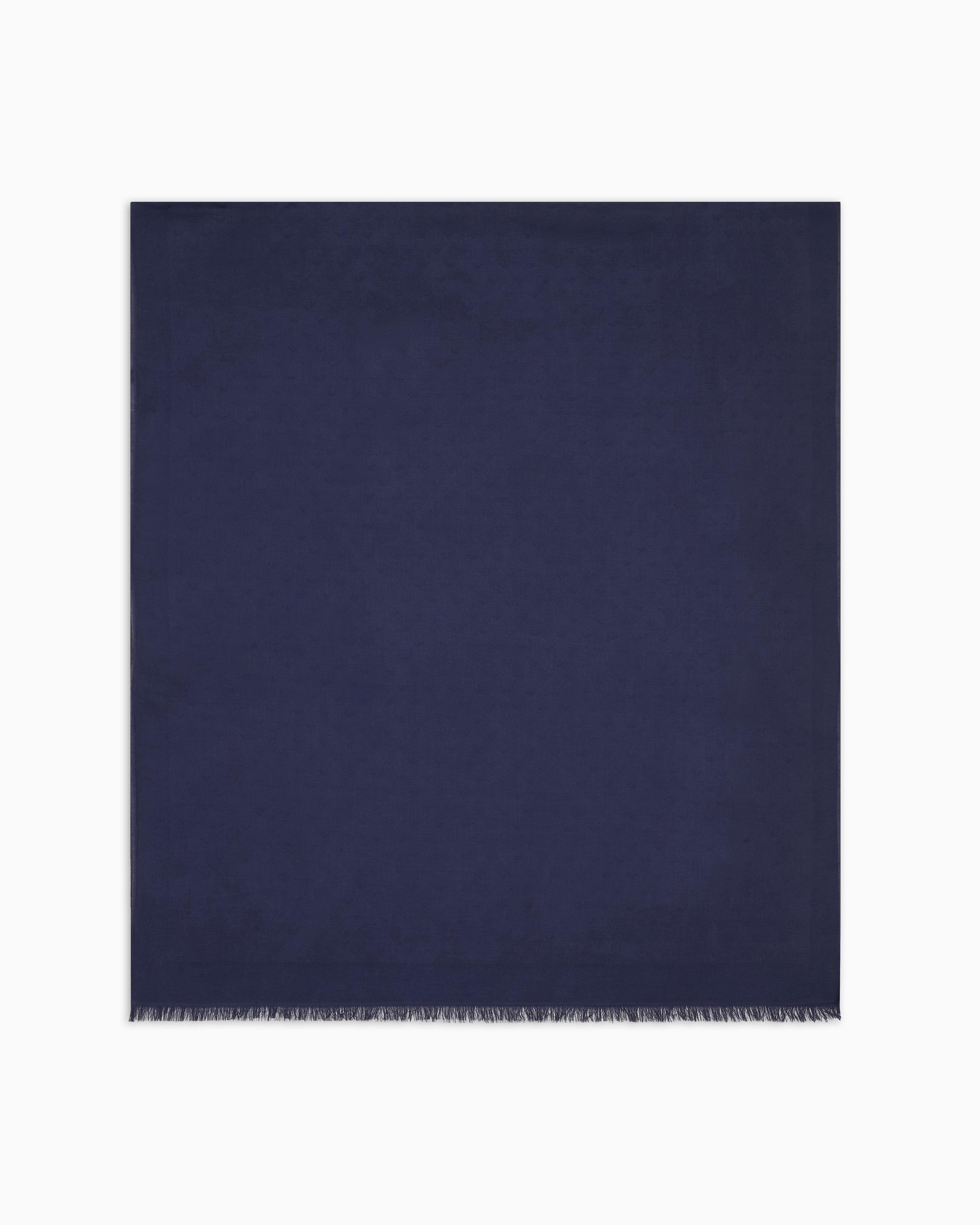 Emporio Armani - Modal and cotton stole with all-over jacquard logo, Man, Navy Blue, Size: TU