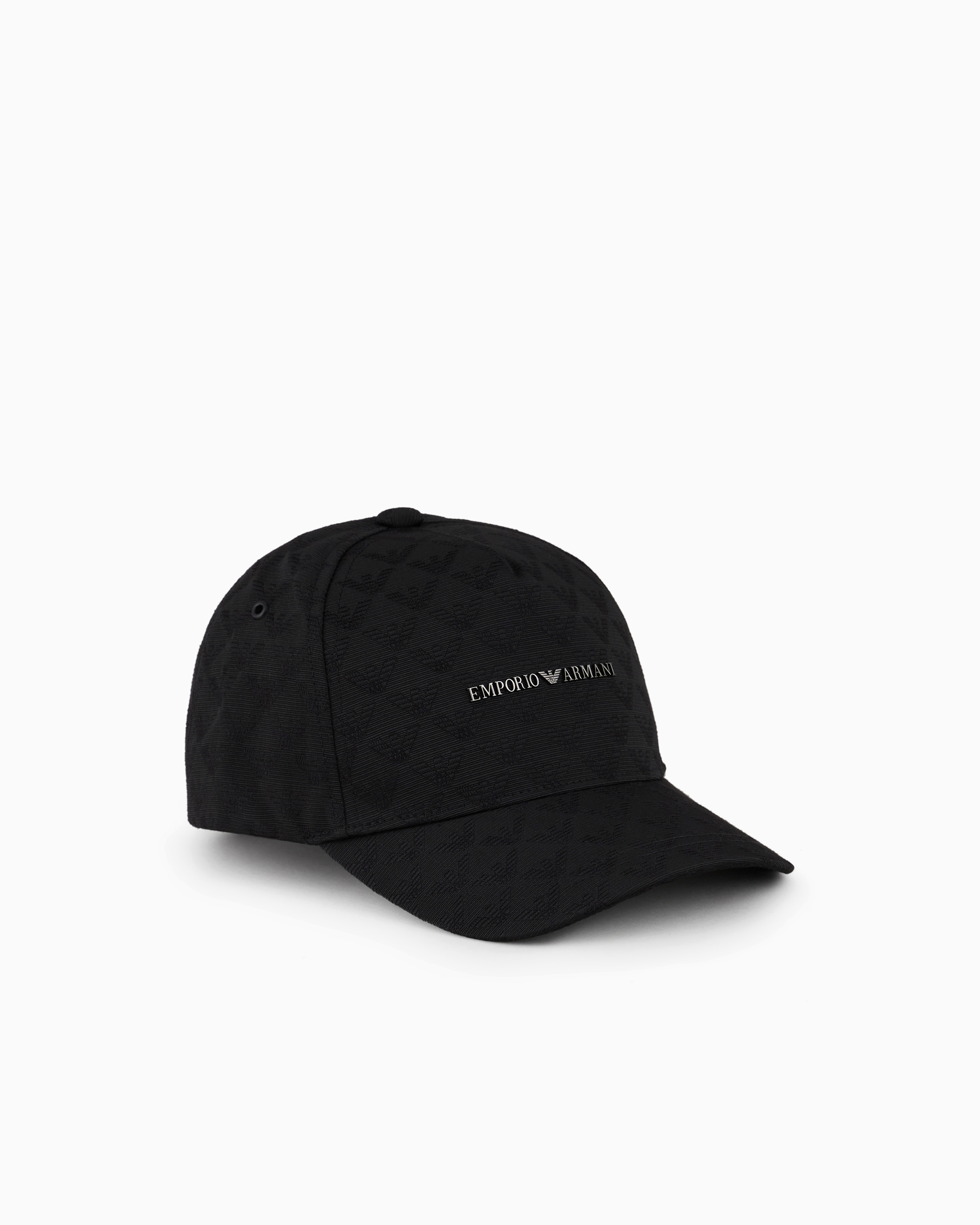 Emporio Armani - All-over eagle jacquard baseball cap, Man, Black, Size: TU