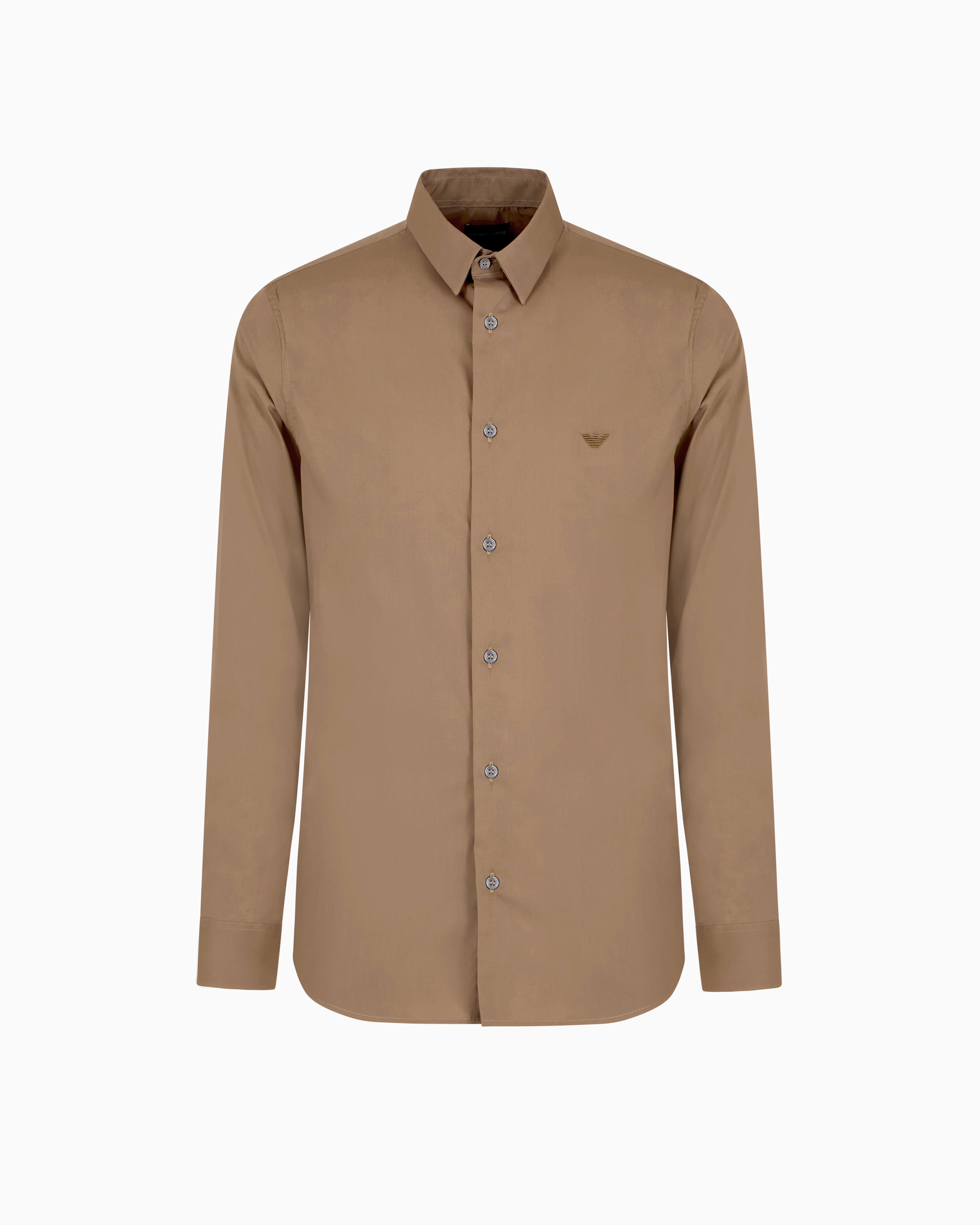 Emporio Armani - Stretch nylon-blend shirt, Man, Beige, Size: