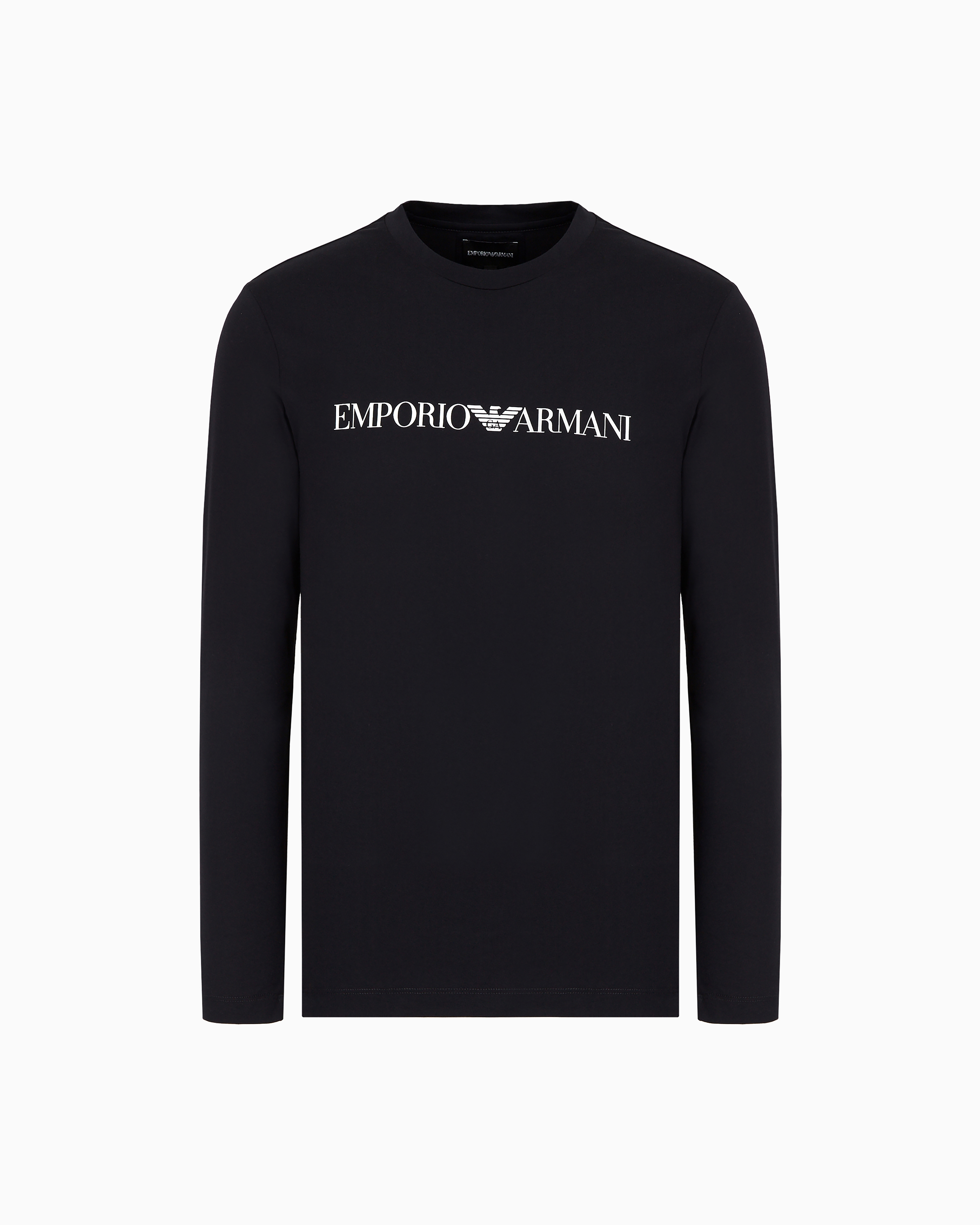 Emporio Armani - Pima-jersey jumper with printed logo, Man, Navy Blue, Size: